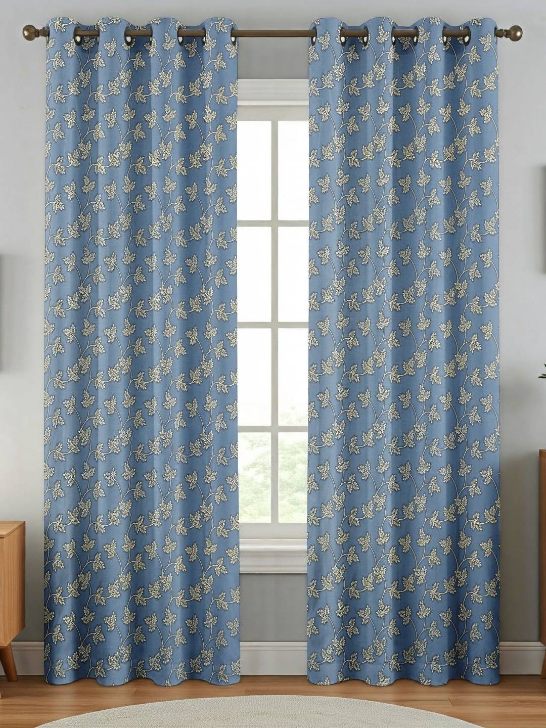 

Galaxy Home Decor Grey 2 Pieces Floral Printed Door Curtain