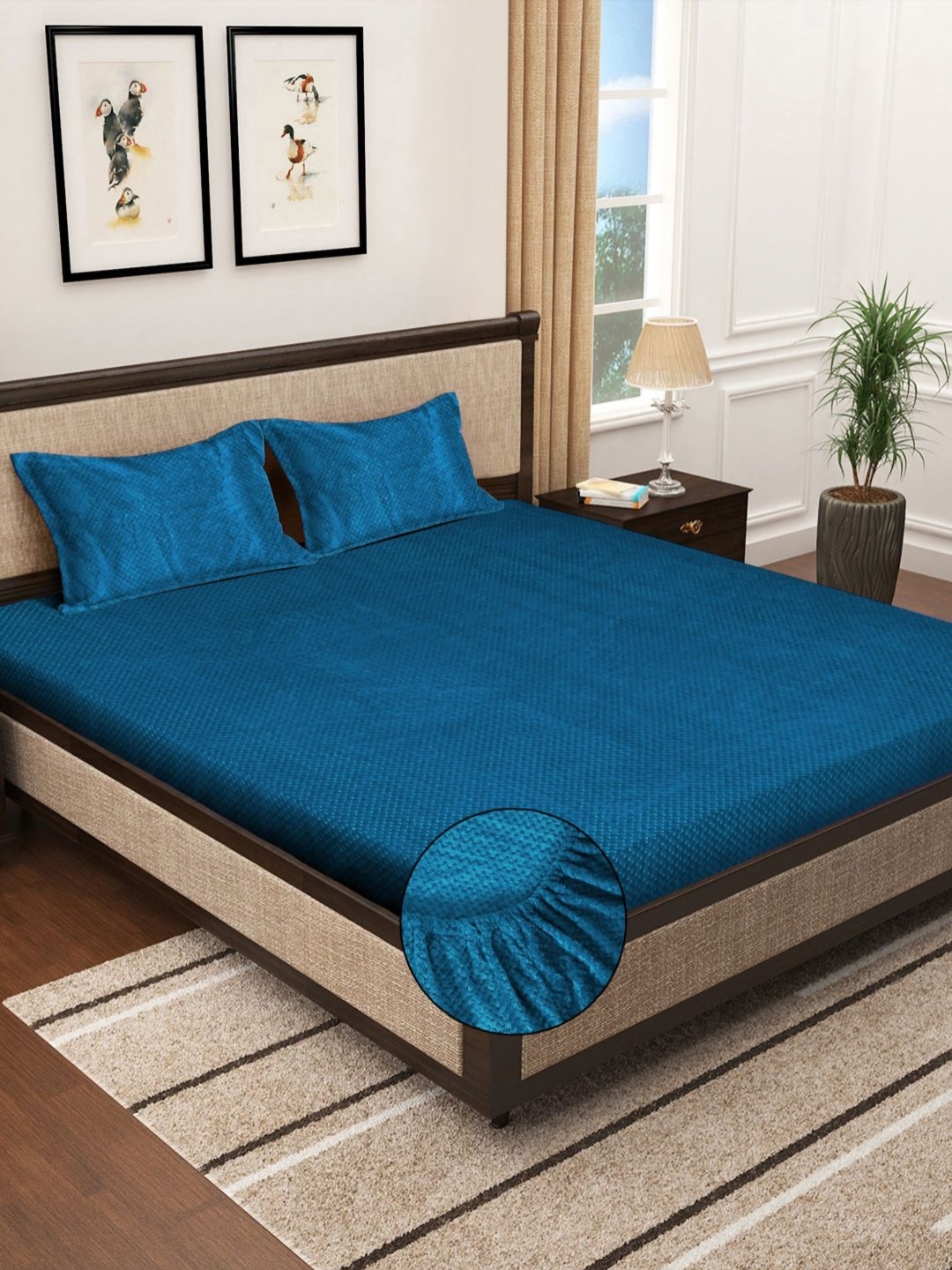 

Myntra Elegant Homes Blue Wool 300 TC Woollen King Bedsheet Set 2.5 m X 2.5 m