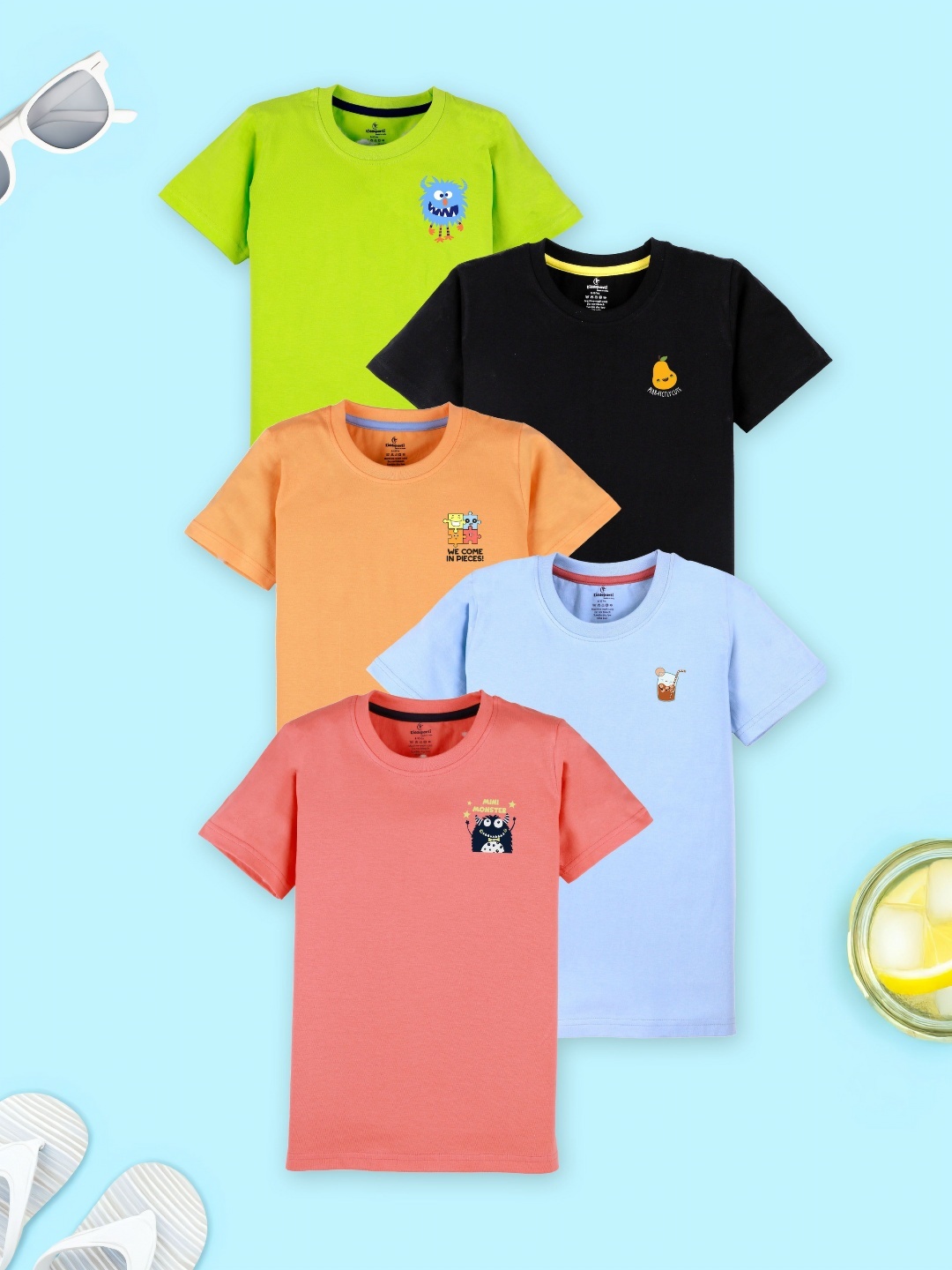 

KiddoPanti Boys 5 Printed T-shirt, Multi