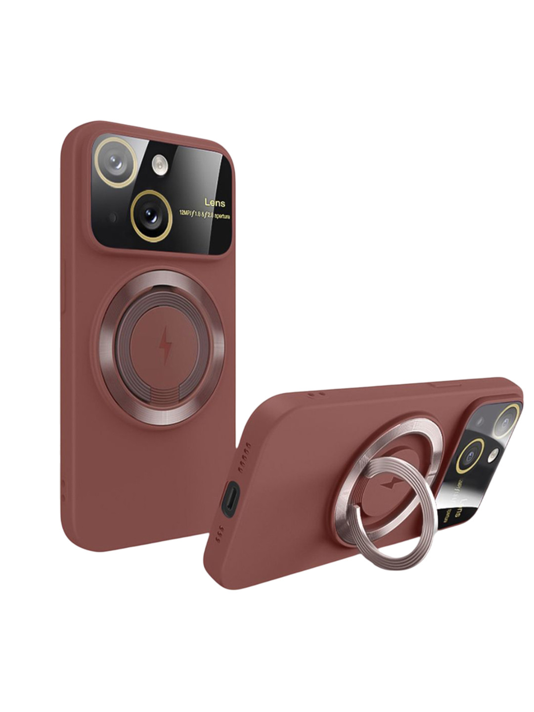 

QRIOH Solid Printed iPhone 15 Plus Back Case Mobile Accessories, Brown