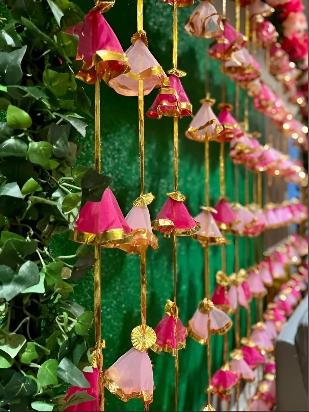 

RR Crafts Pink & Gold-Toned 10 Pieces Mandap Hangings Decor