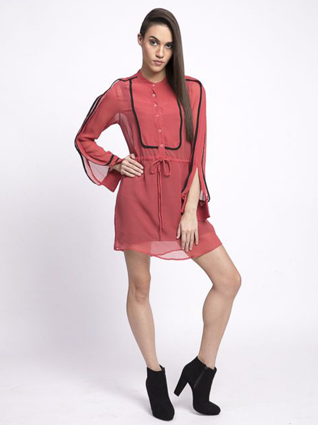 

The Sancy Women Georgette A-Line Dress, Coral
