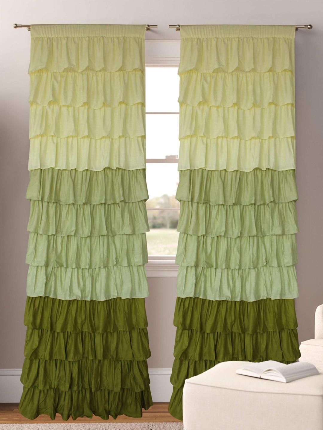 

Dekor World Multicoloured Set of 2 Sheer Window Curtain, Multi