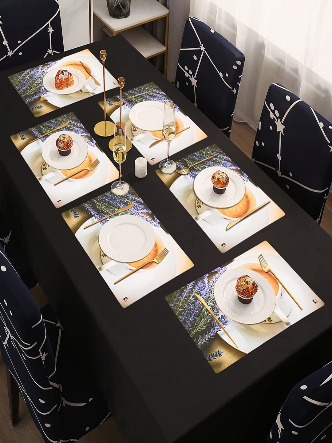 

Aura 6 Pieces White & Yellow Printed Reusable PVC Table Placemats
