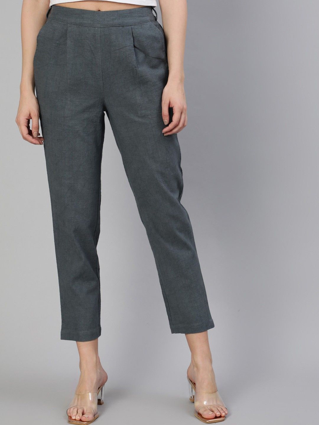 

CORSICA Women Relaxed Pleated Trousers, Grey