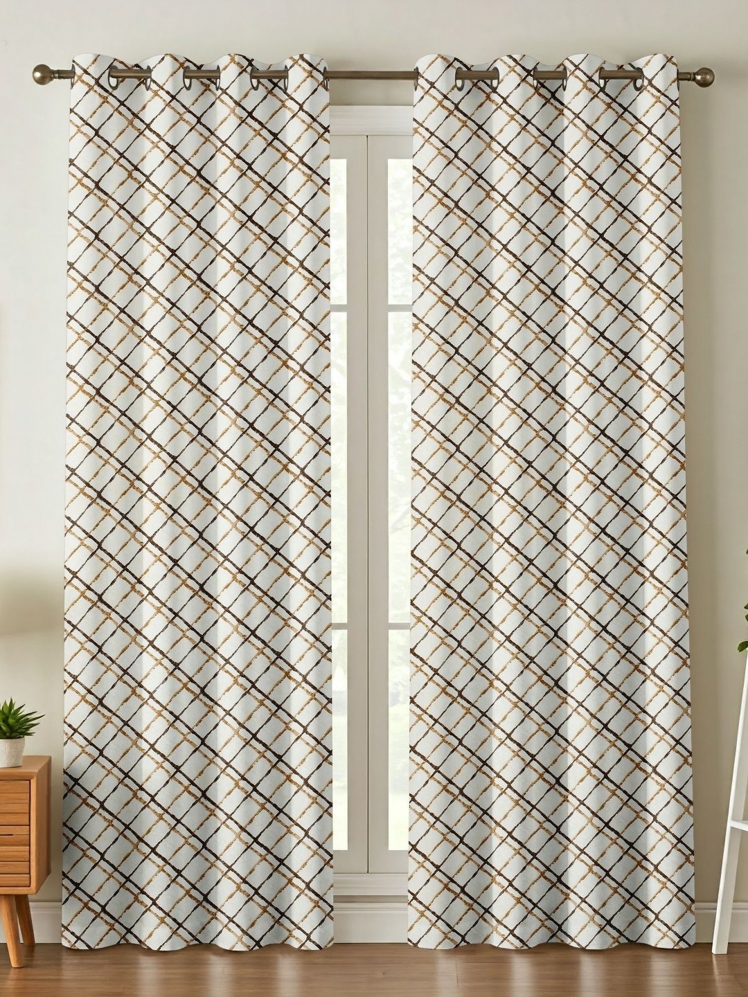 

Galaxy Home Decor Maroon 2 Pieces Geometric Printed Door Curtain, Brown