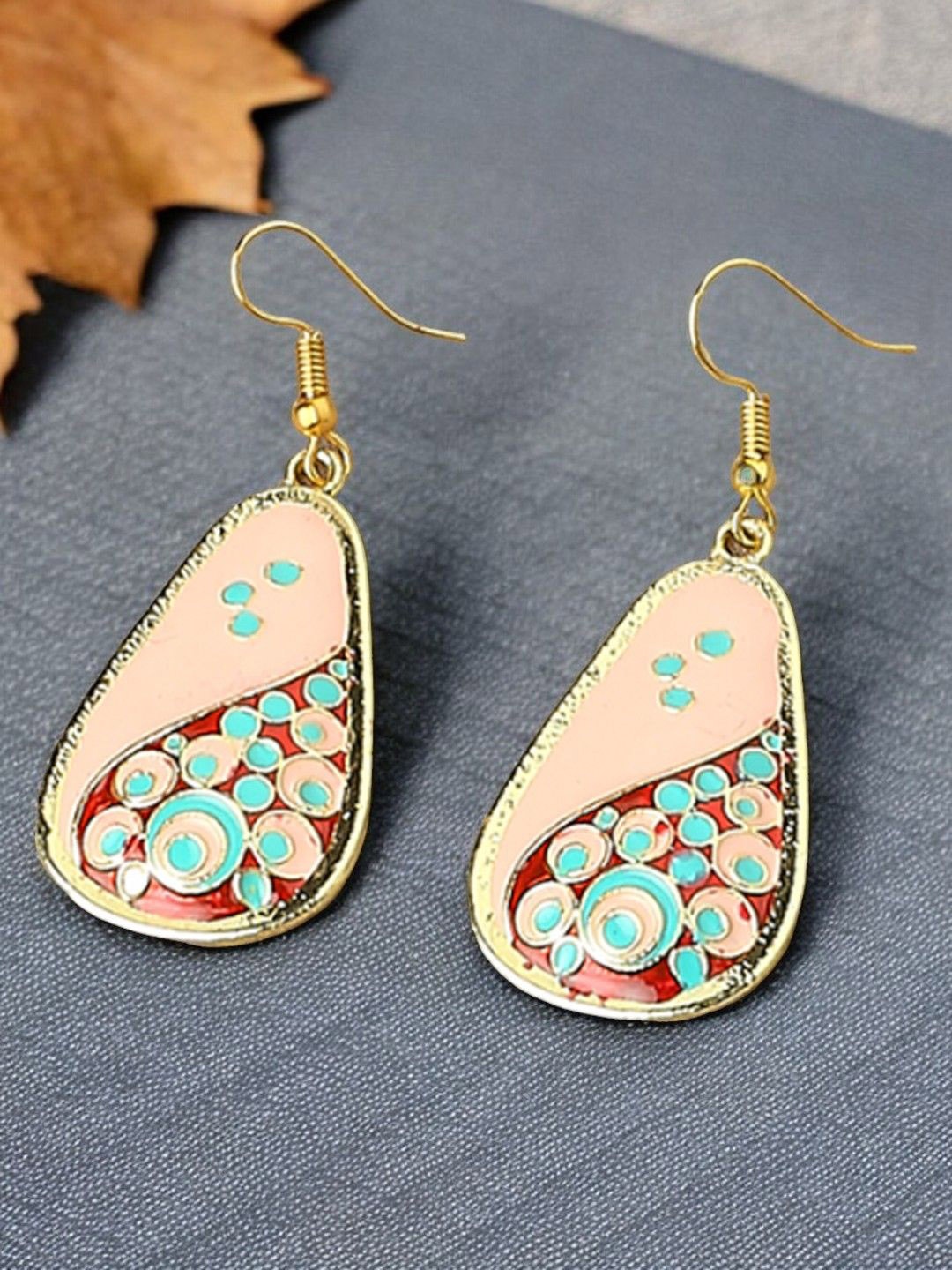 

Anouk Teardrop Shaped Meenakari Drop Earrings, Pink