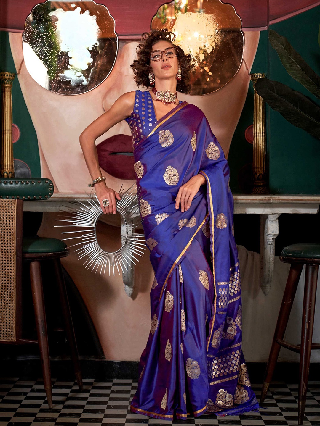 

Vardha Woven Design Zari Satin Banarasi Saree, Blue