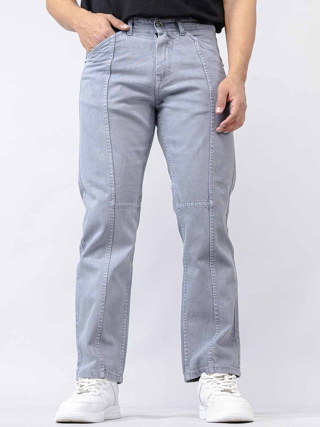 

Tistabene Men Straight Fit Mid-Rise Stretchable Jeans, Grey