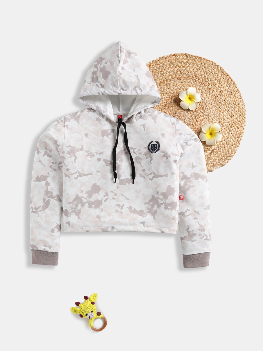 

Here&Now X Game Begins Girls Printed Hooded Pure Cotton Sweatshirt, White