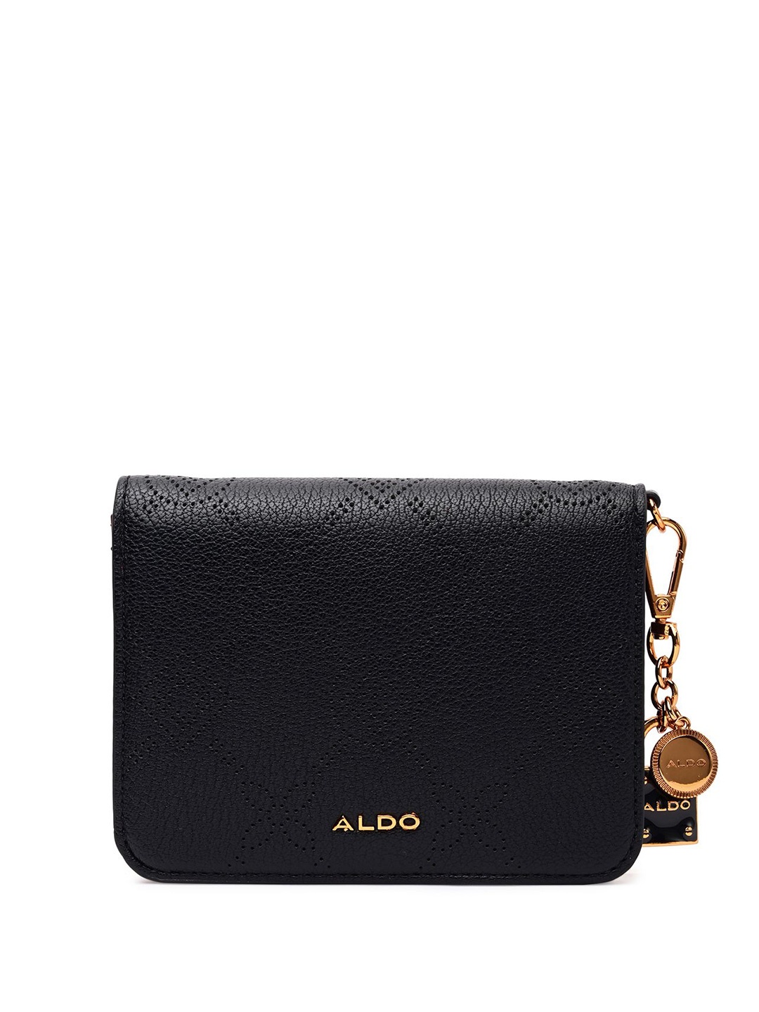 

ALDO Women Textured Two Fold Wallet, Black