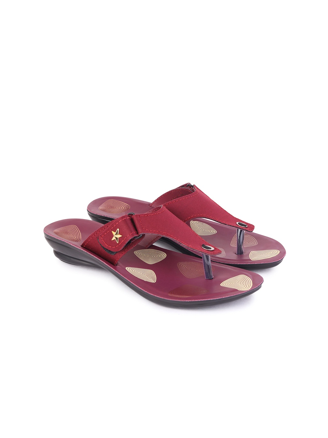 

PENNEN Women Open Toe Flats, Maroon