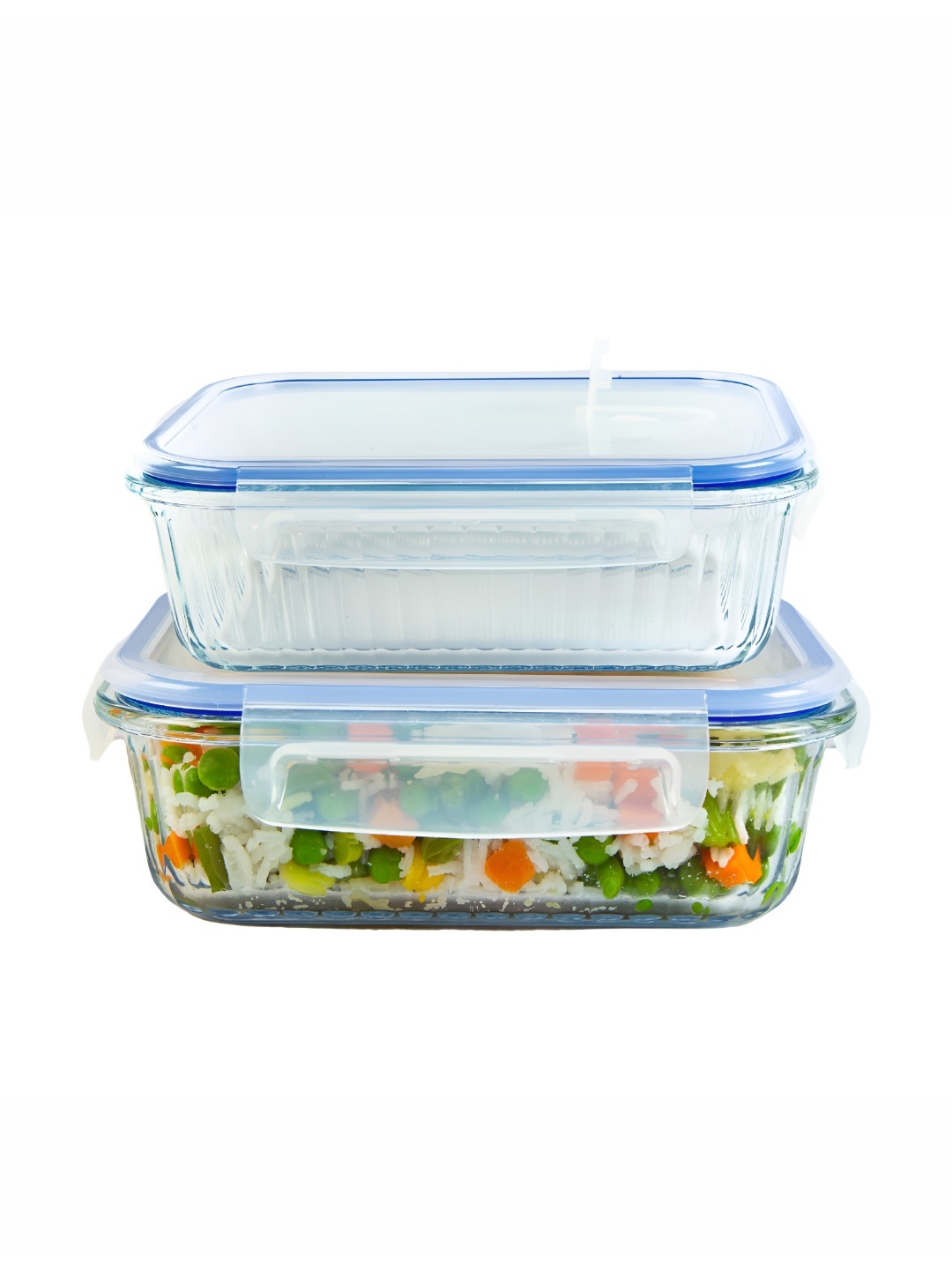 

Truly Eco Smart Living Retail Transparent & Blue 2 Pieces Glass Fridge Containers 640ml
