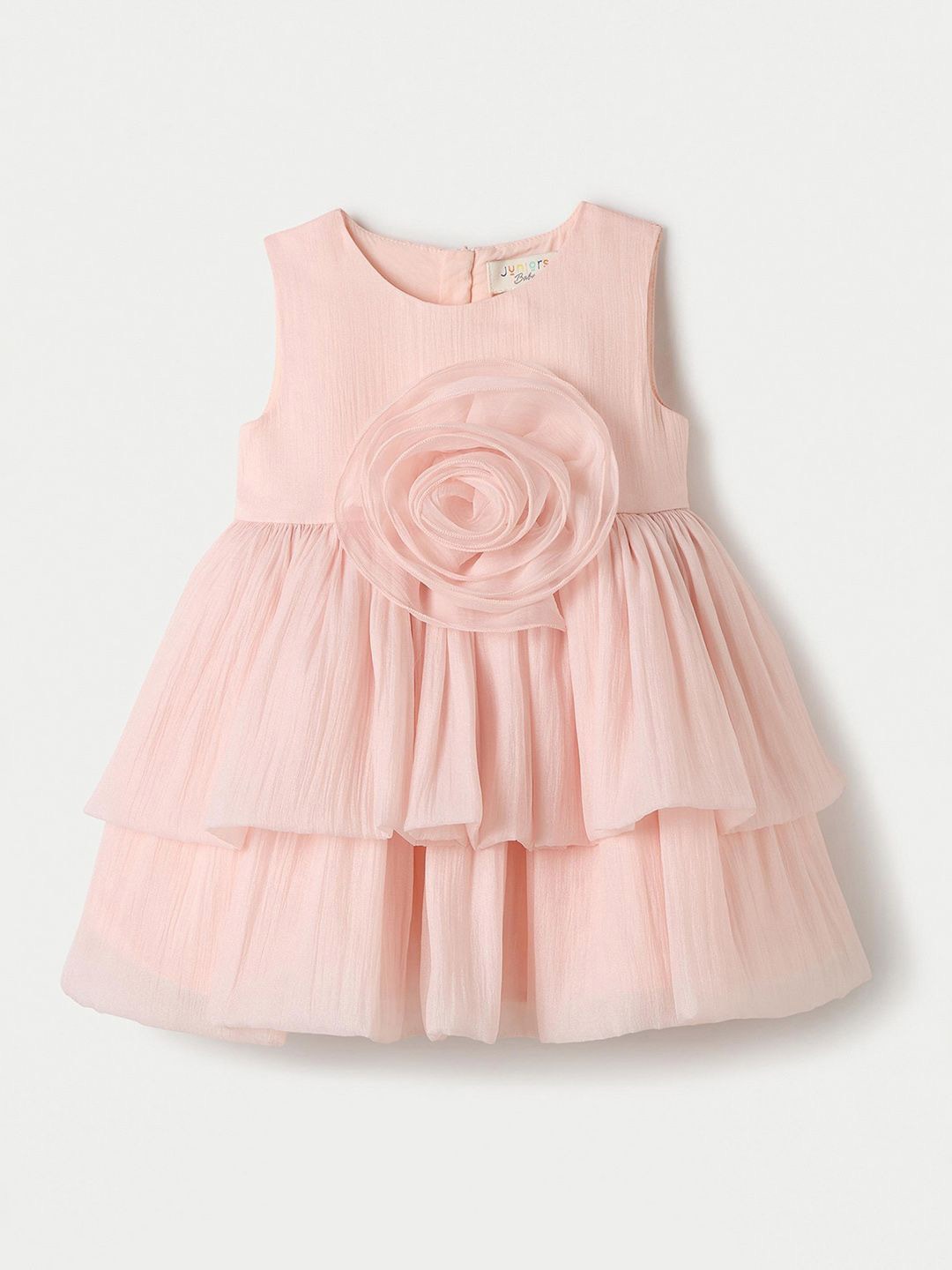 

Juniors by Babyshop Self Design Round Neck Fit & Flare Dress, Pink