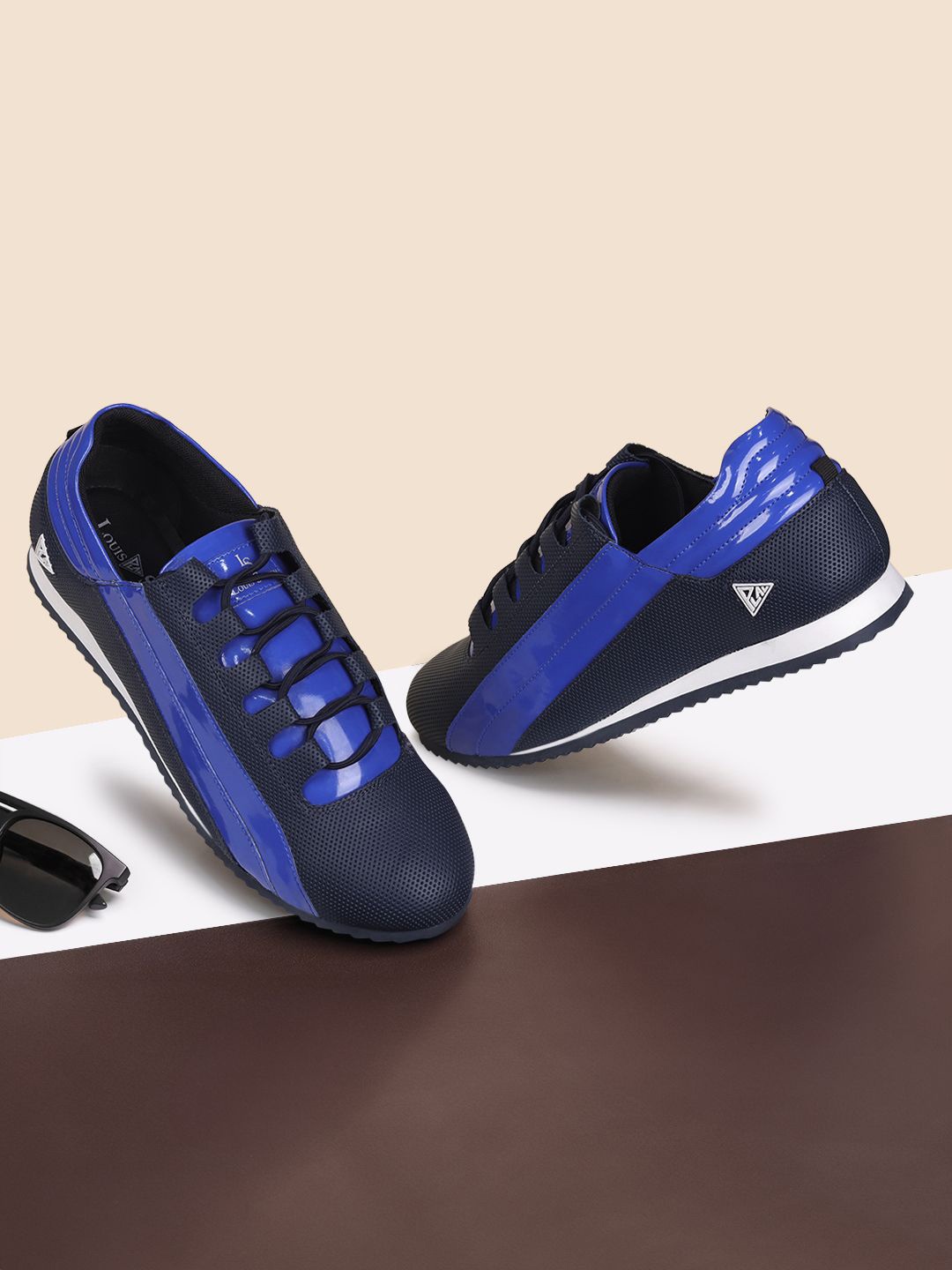 

LOUIS STITCH Men Color Blocked Casual Sneaker with Auto Adjustable Elastic Laces, Blue