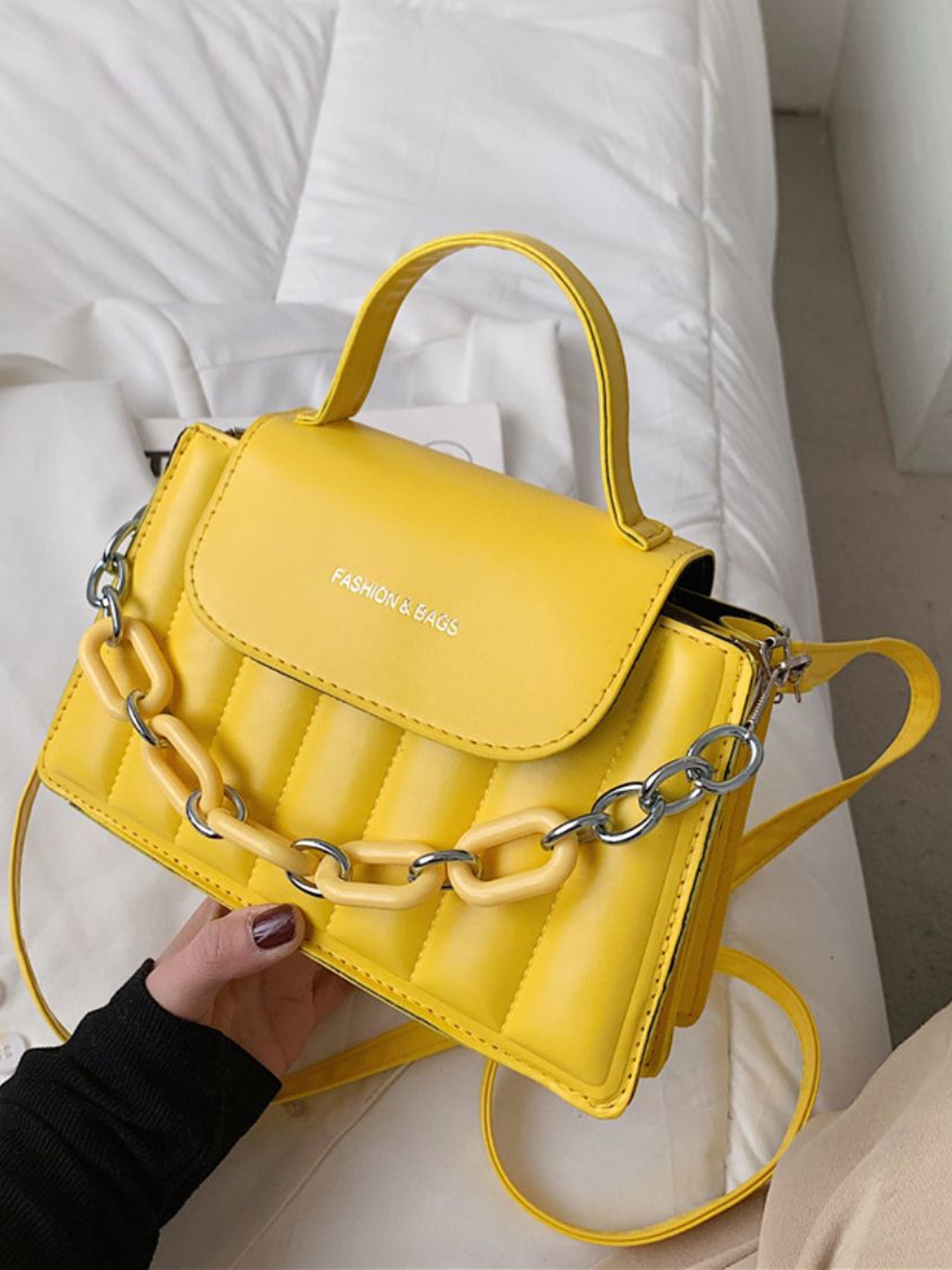 

DressBerry PU Shopper Handheld Bag, Yellow
