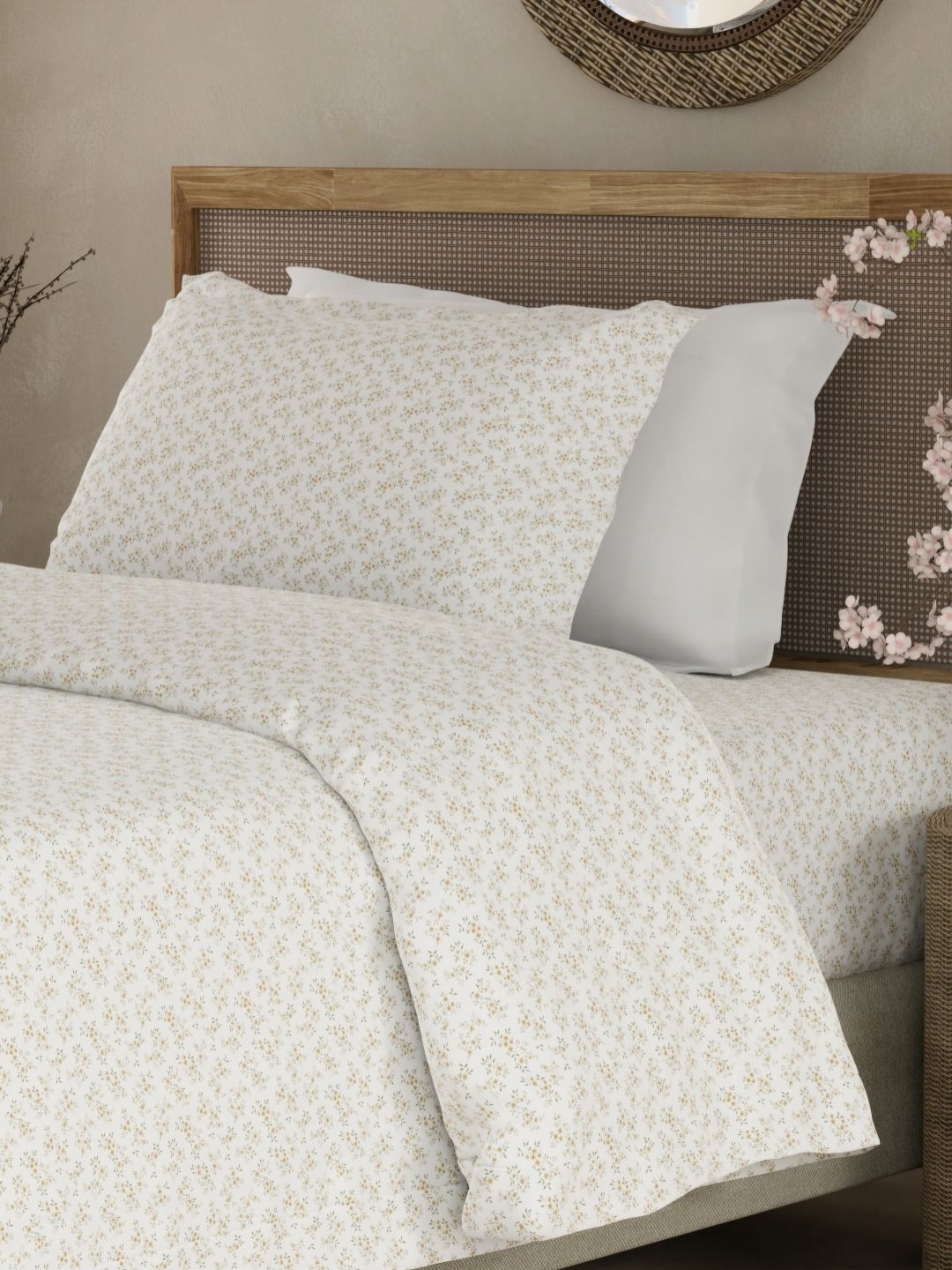 

Boutique Living India White & Yellow Printed Cotton 300TC King Bedsheet Set 2.24m x 1.52m