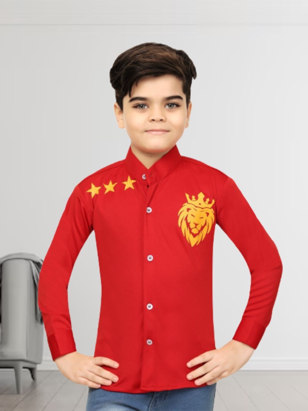 

BAESD Boys Classic Opaque Printed Casual Shirt, Red