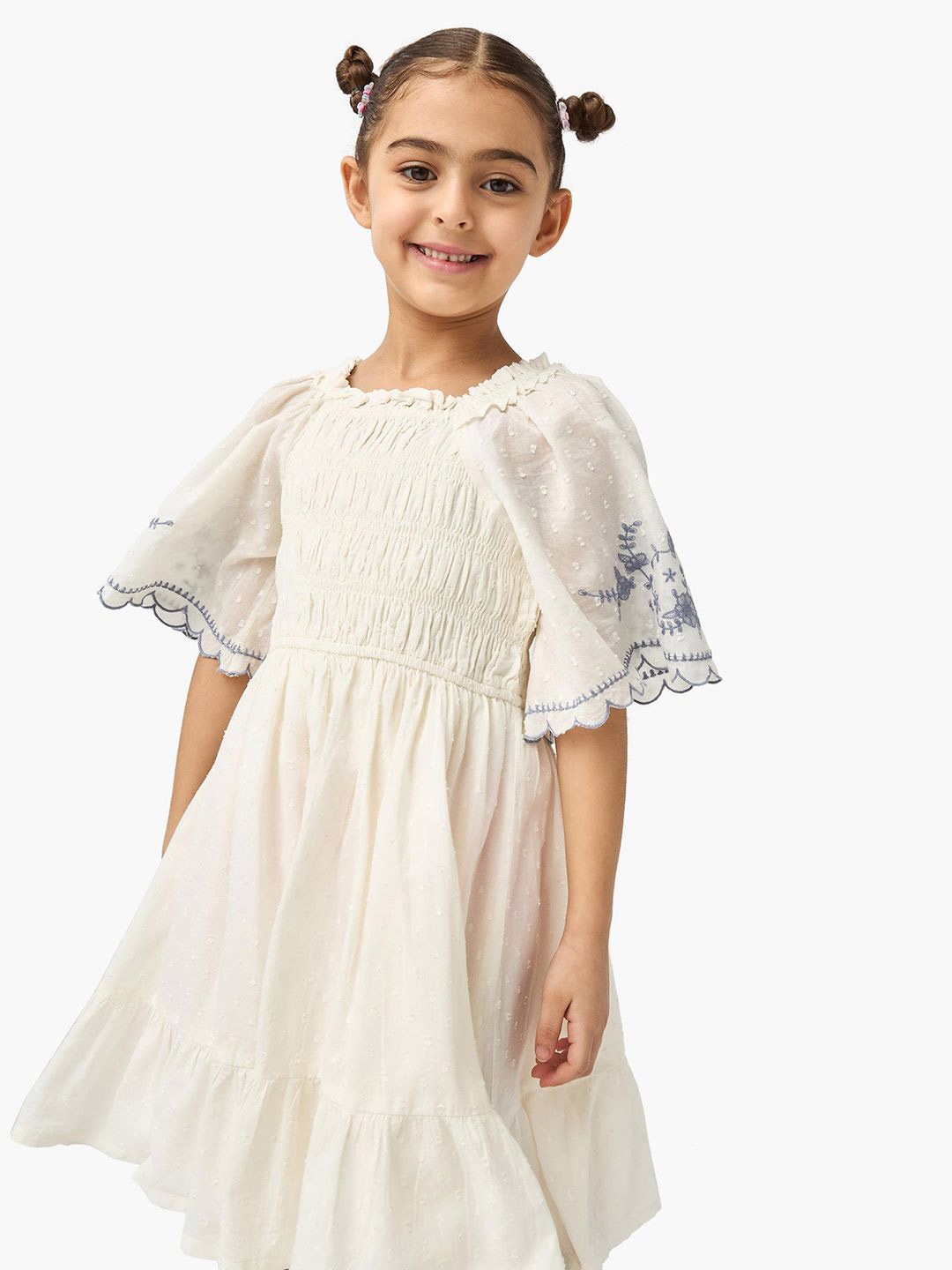 

Juniors by Babyshop Girls Embroidered Flared Sleeve Fit & Flare Maxi Dress, White