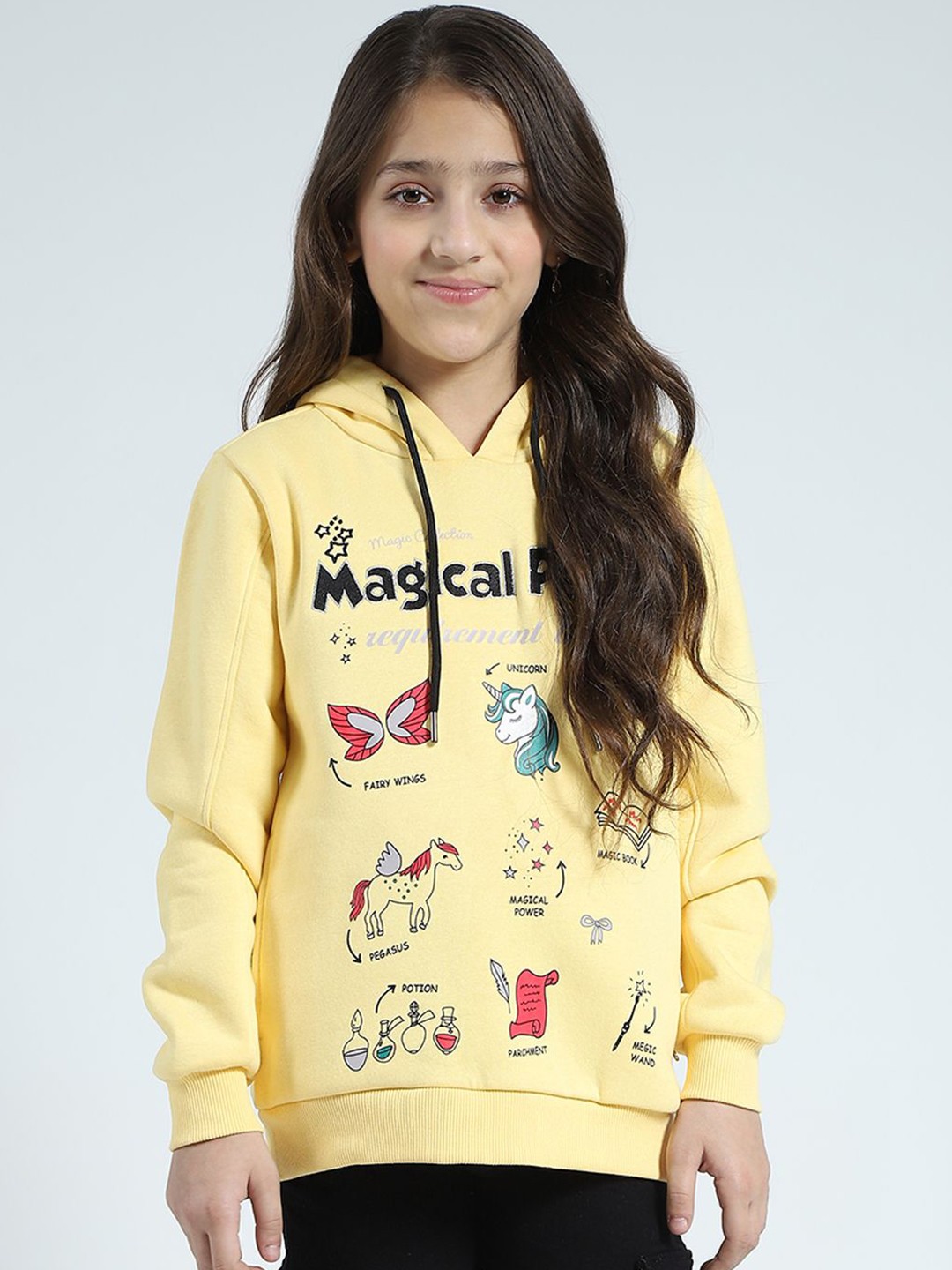 

Monte Carlo Girls Printed Hooded Pullover Cotton Sweatshirt, Yellow