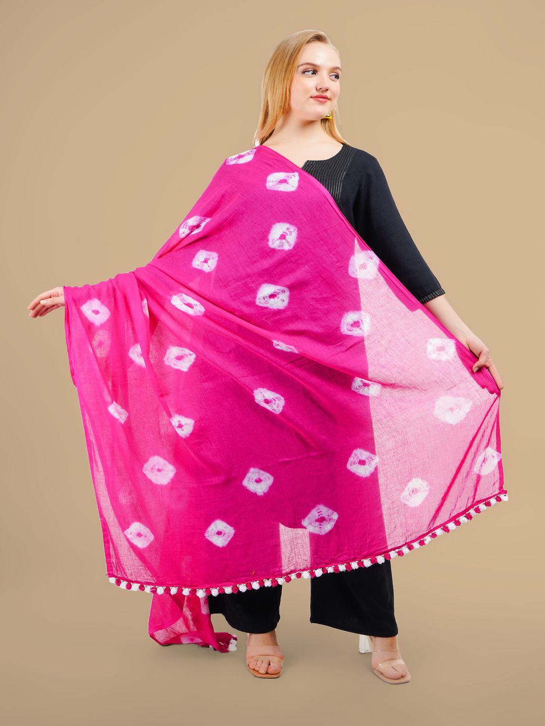 

Karthav Fashion Printed Bandhani Dupatta, Pink