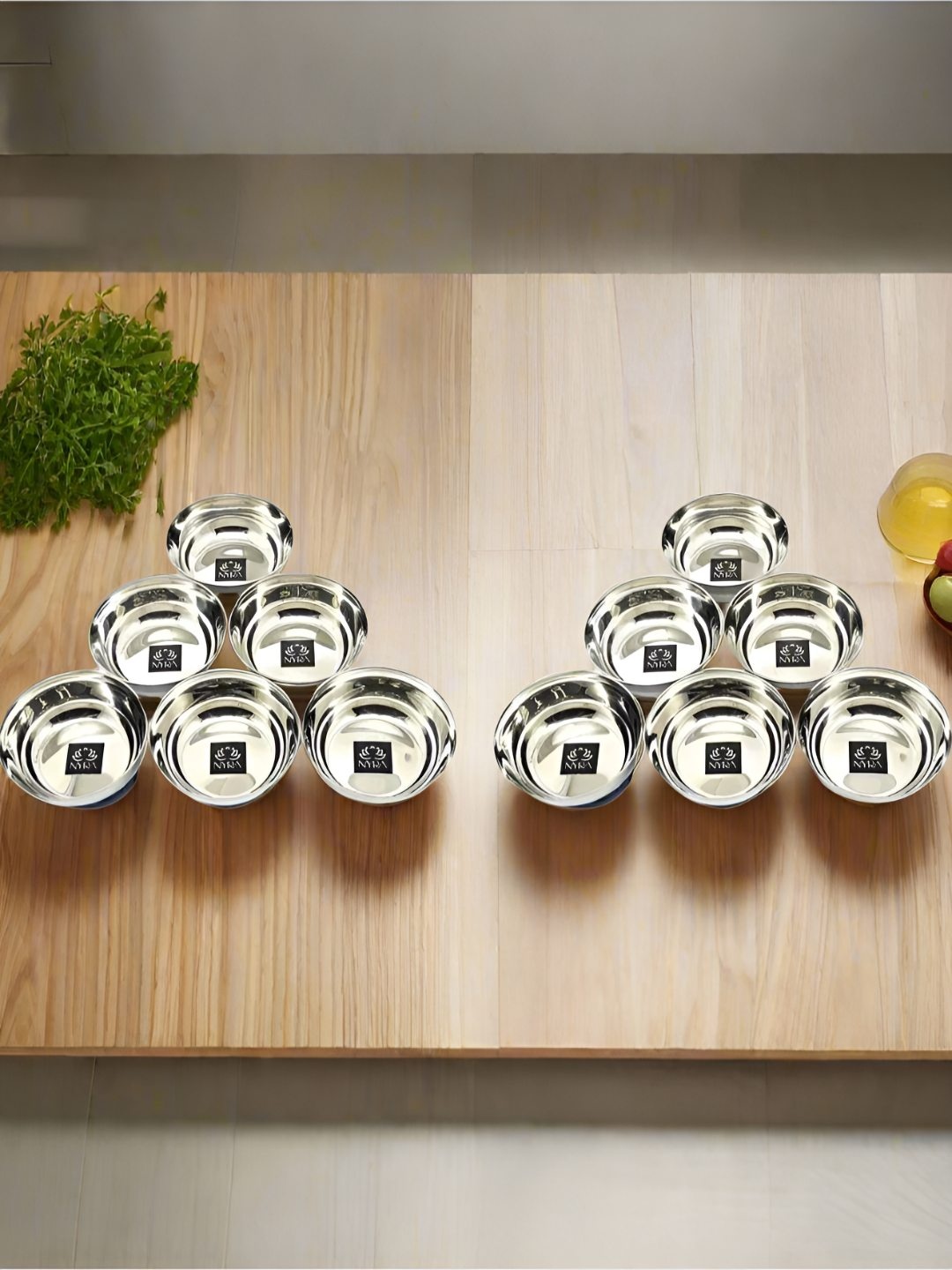 

Nyra Kitchenware Steel 12 Pieces Stainless Steel Dishwasher Safe Serving Bowl 250ml