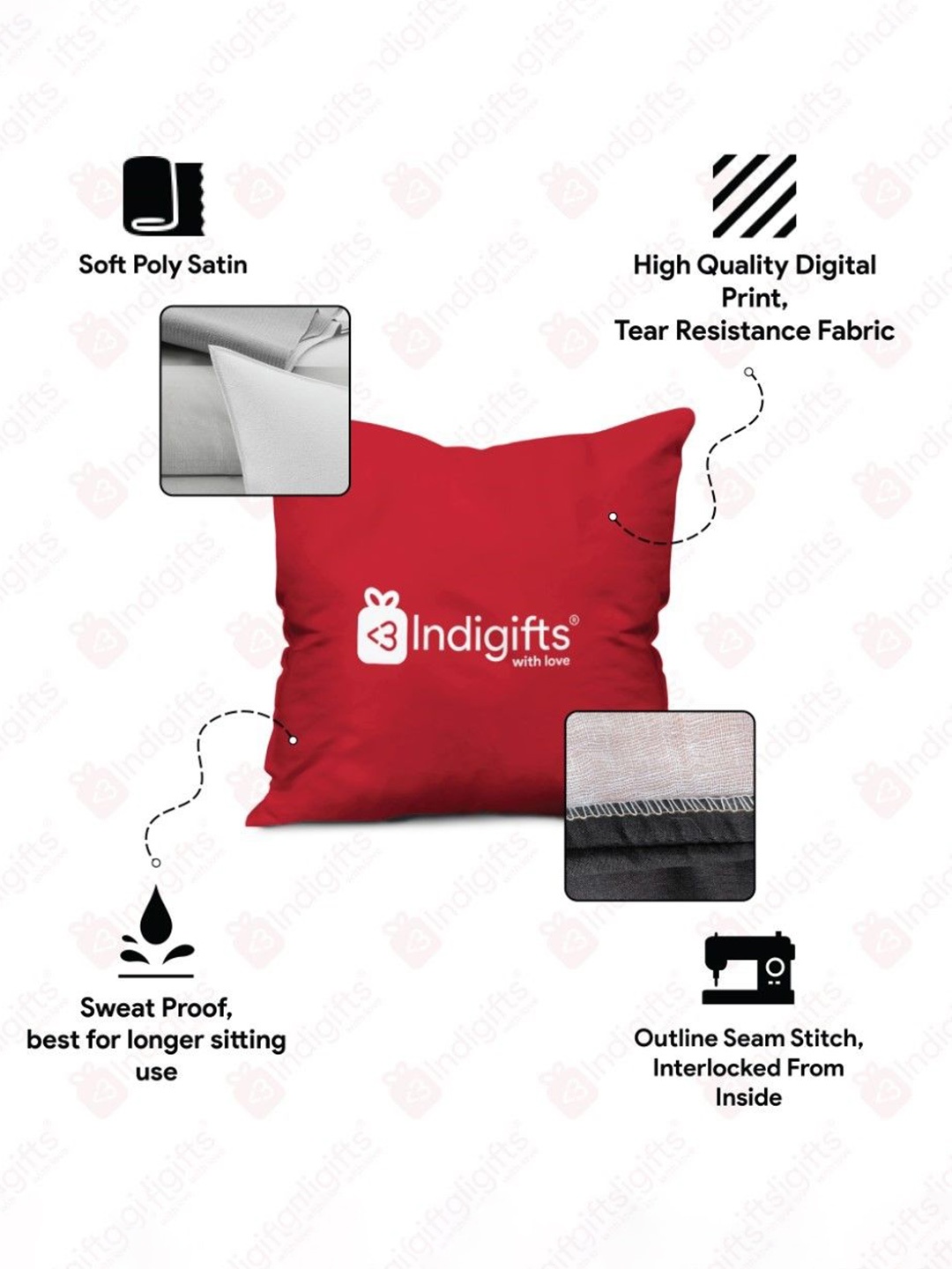 

Indigifts Red & White Printed 2 In One Convertible Cushions