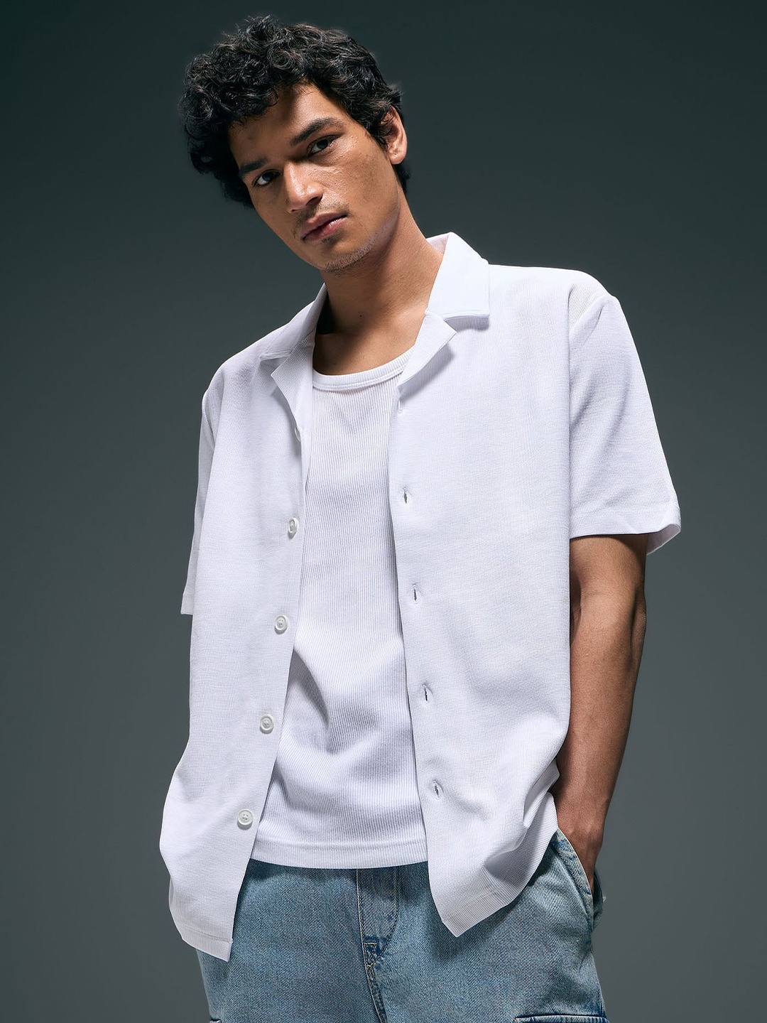 

Flying Machine Men Classic Opaque Printed Casual Shirt, White