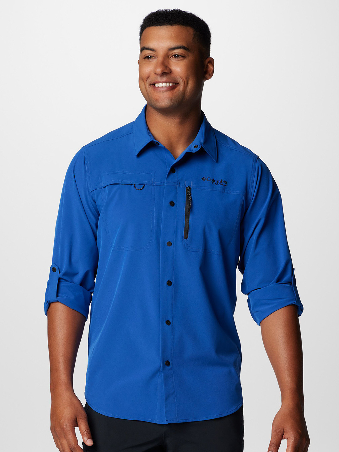 

Columbia Summit Valley Brand Logo Printed Omni Wick Long Sleeve Shirt, Blue