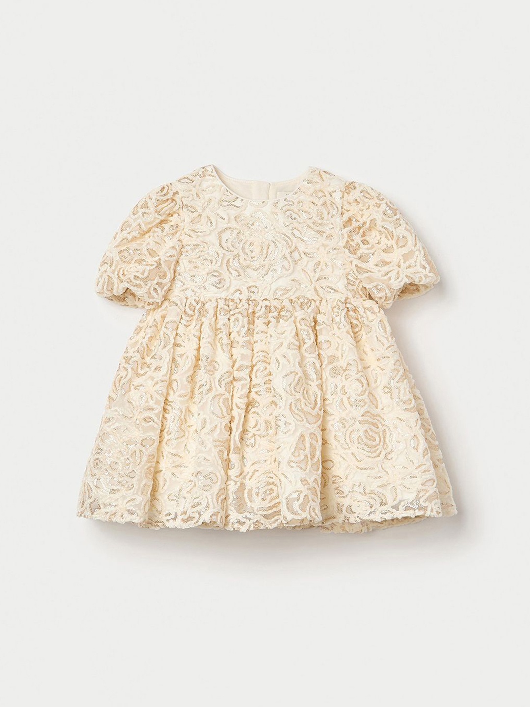 

Juniors by Babyshop Girls Sequined Embellished Knee Length Fit & Flare Dress, Cream