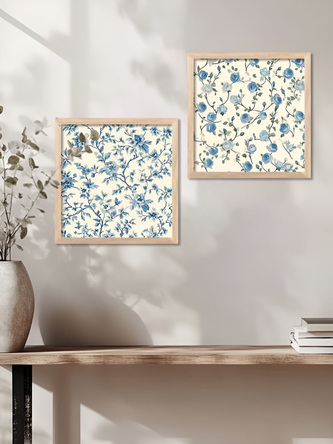 

Kotart Brown & White 2 Pieces Floral Printed Wooden Wall Paintings