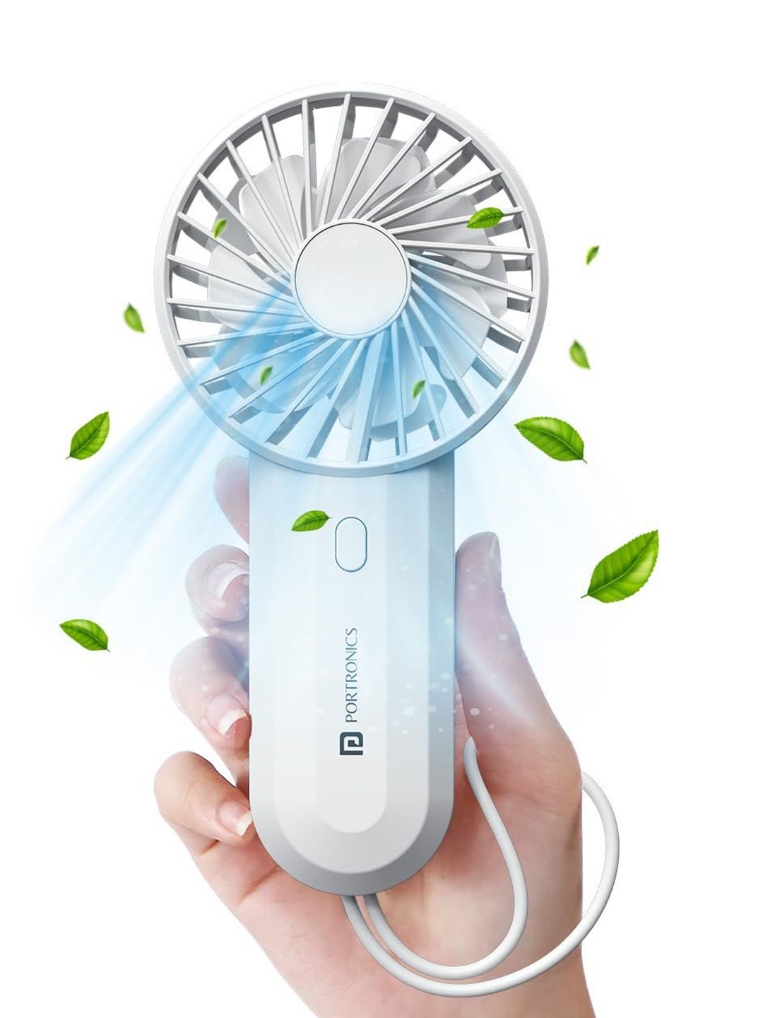 

Portronics White DualBreeze Handheld Mini Portable Dual Fan
