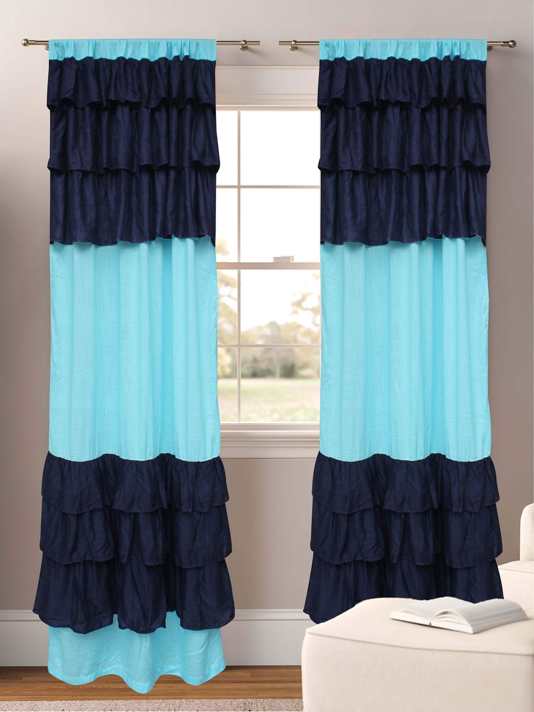 

Dekor World Multicoloured Set of 2 Sheer Long Door Curtain, Multi