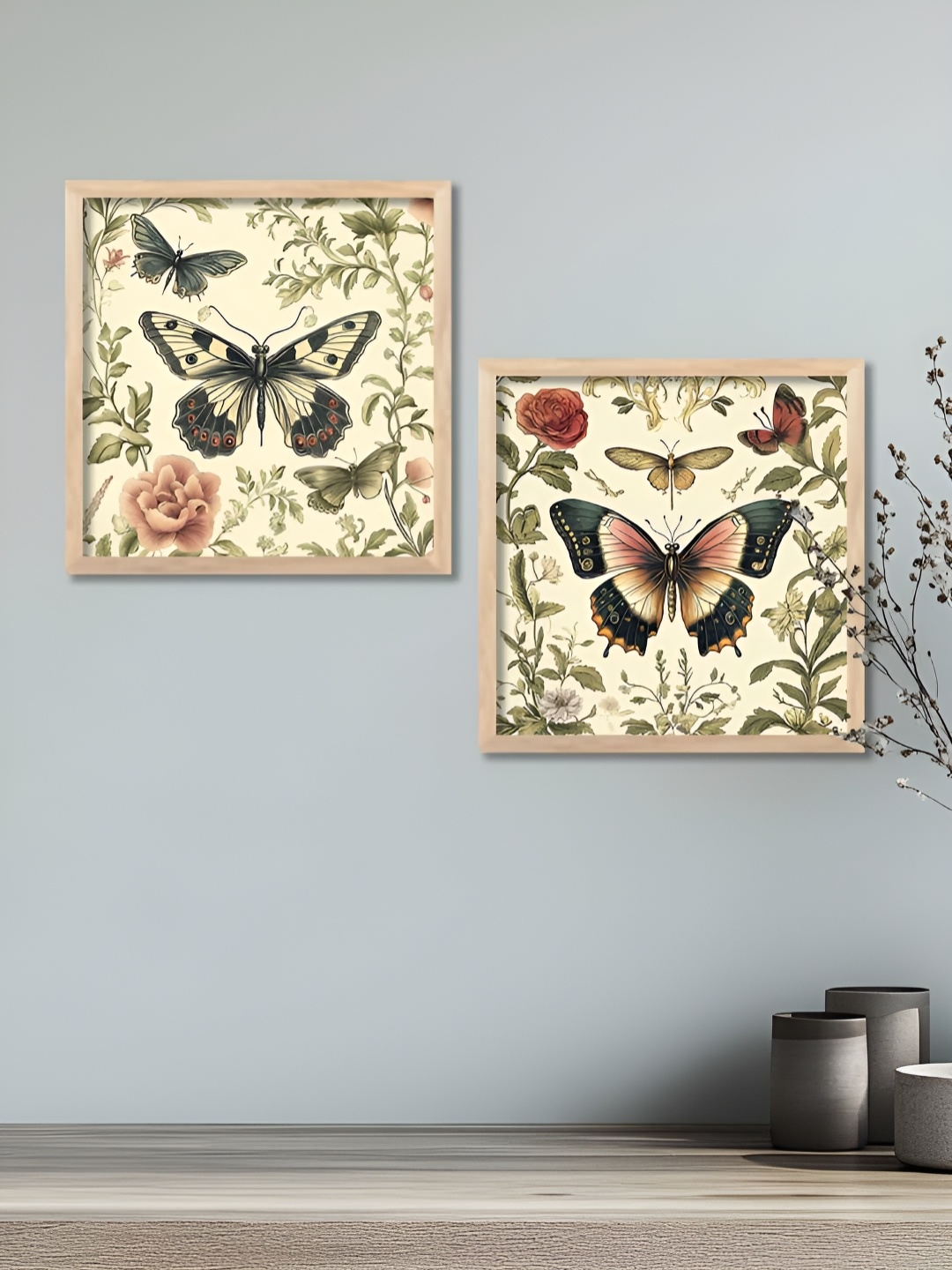 

Kotart Brown & Green 2 Pieces Madhubani Printed Wooden Wall Paintings