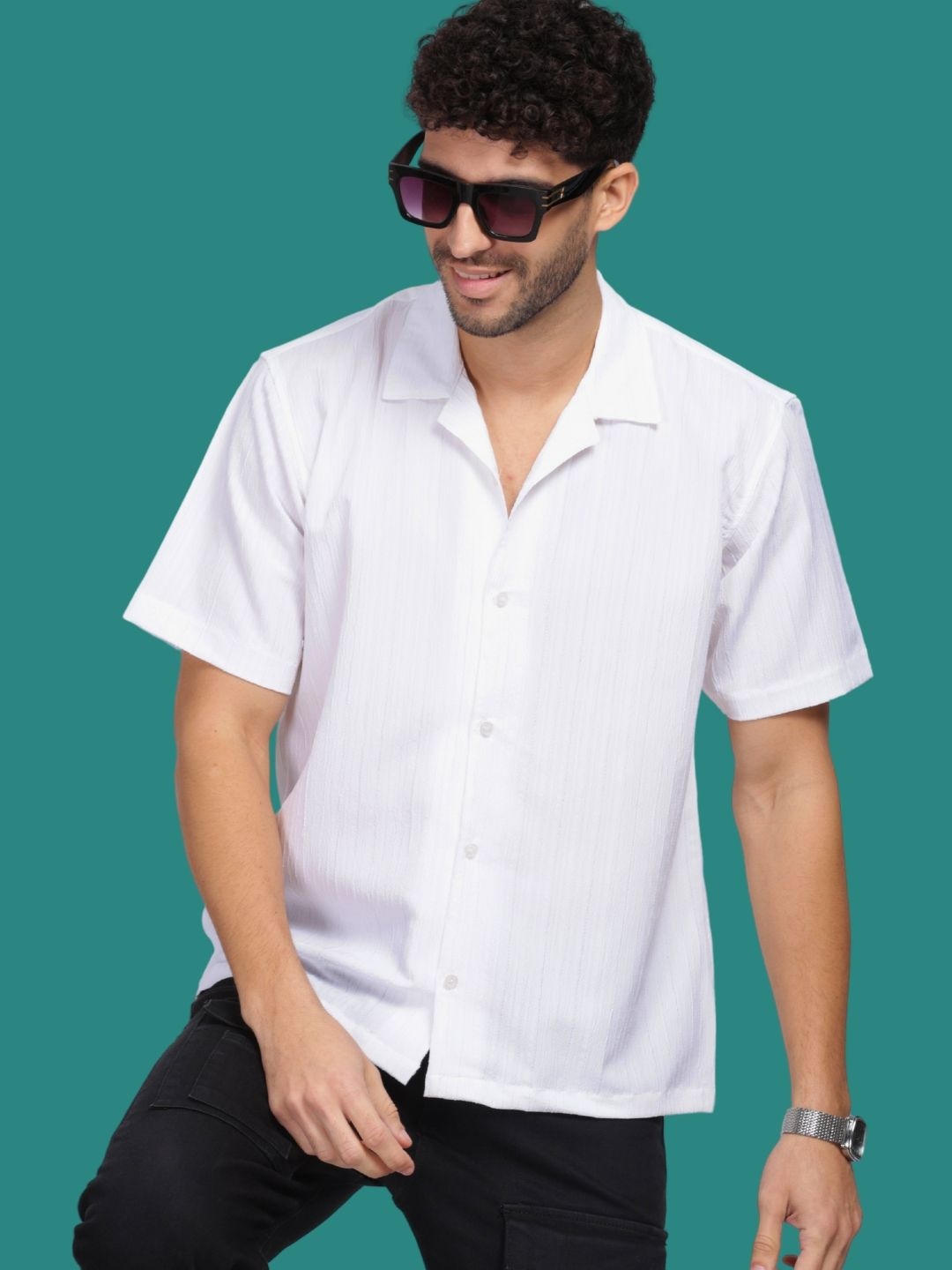

URBANICE Men Standard Slim Fit Opaque Party Shirt, White