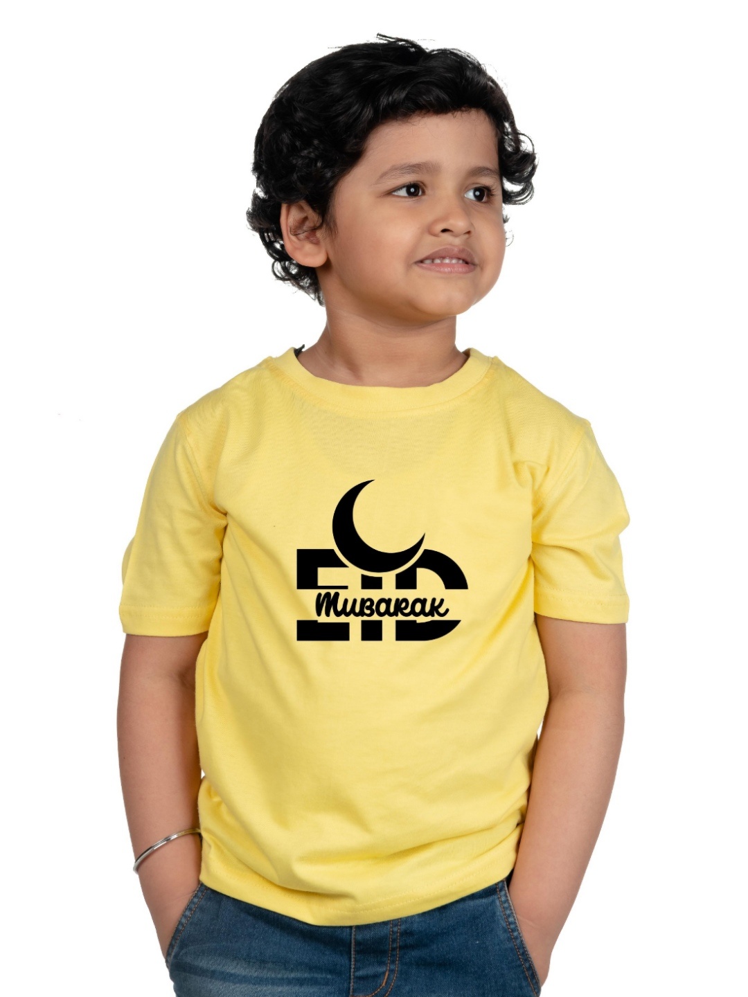 

Chombooka Kids Biker Printed Applique T-shirt, Yellow