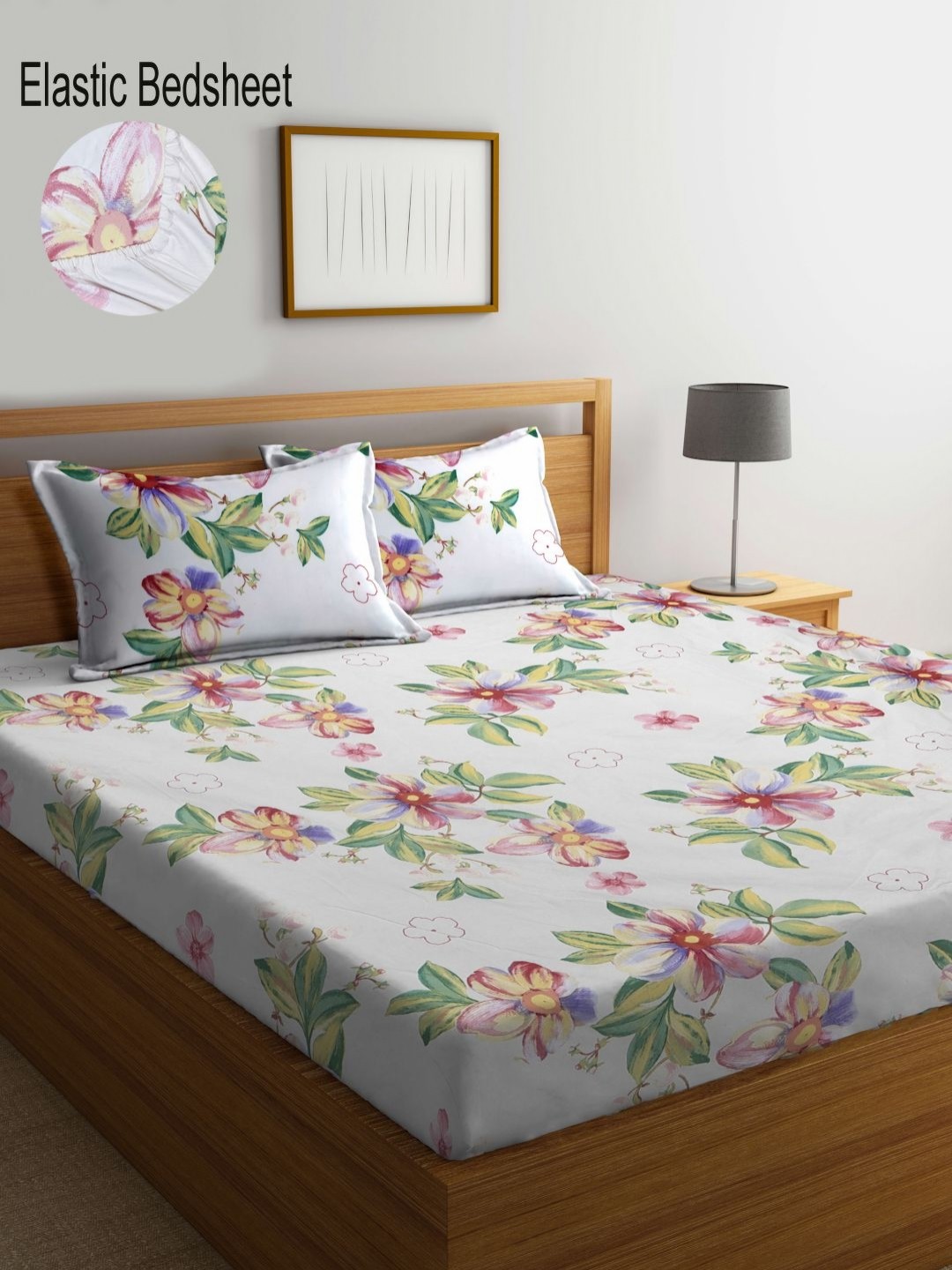 

Myntra Elegant Homes Green & White Printed 300 TC King Bedsheet Set - 2.70 m x 2.70 m