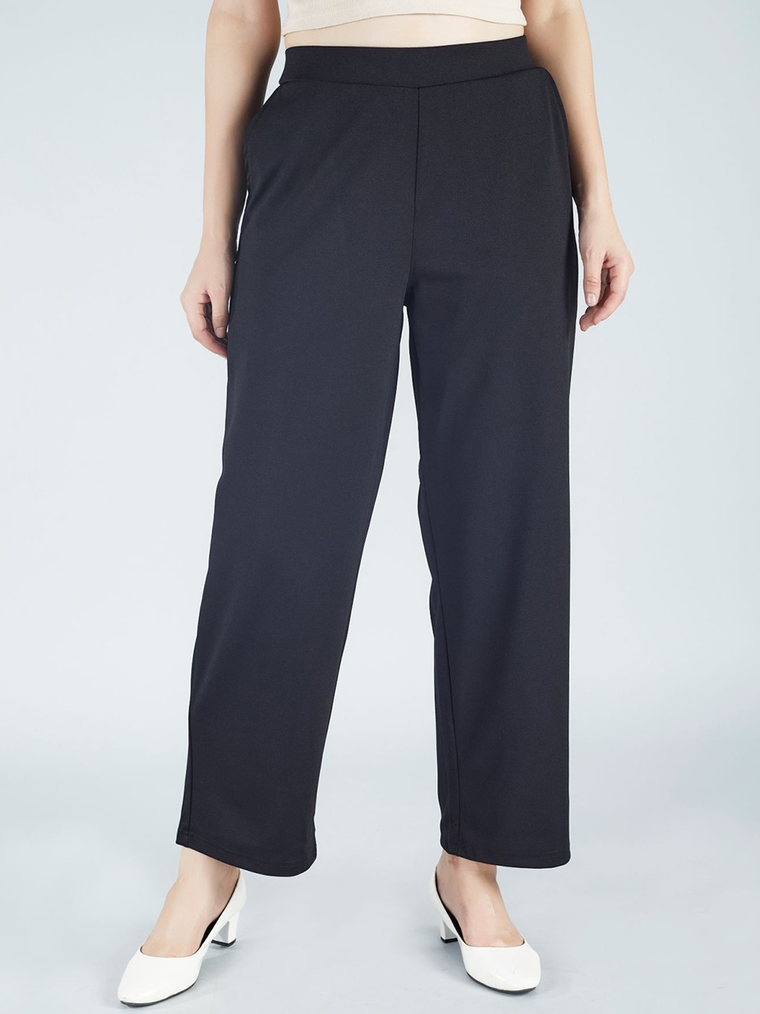 

HJ HASASI Women Relaxed Straight Leg Mid-Rise Trouser, Black