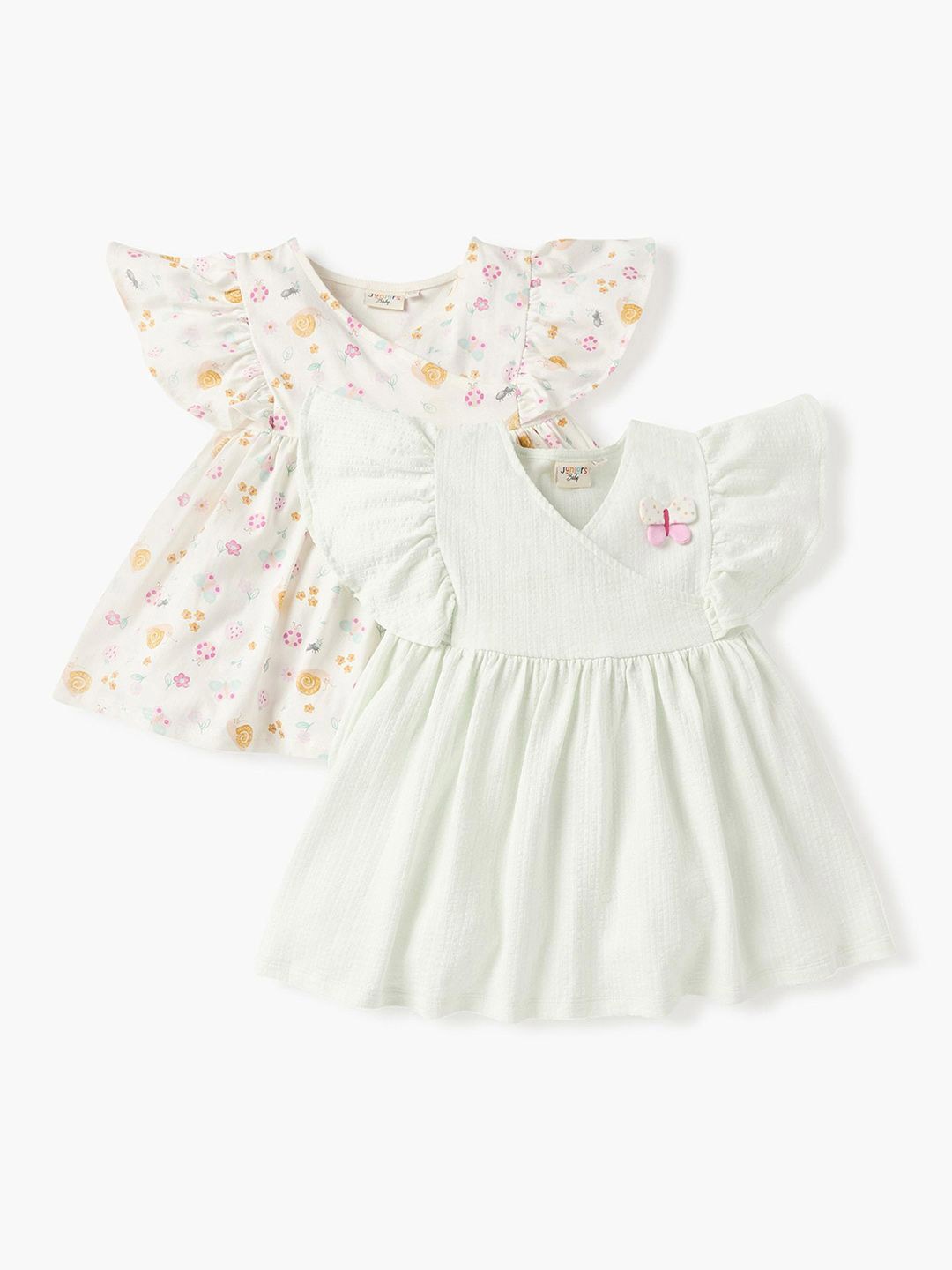 

Juniors by Babyshop Girls Pack Of 2 Floral Printed Cotton Fit & Flare Dress, White