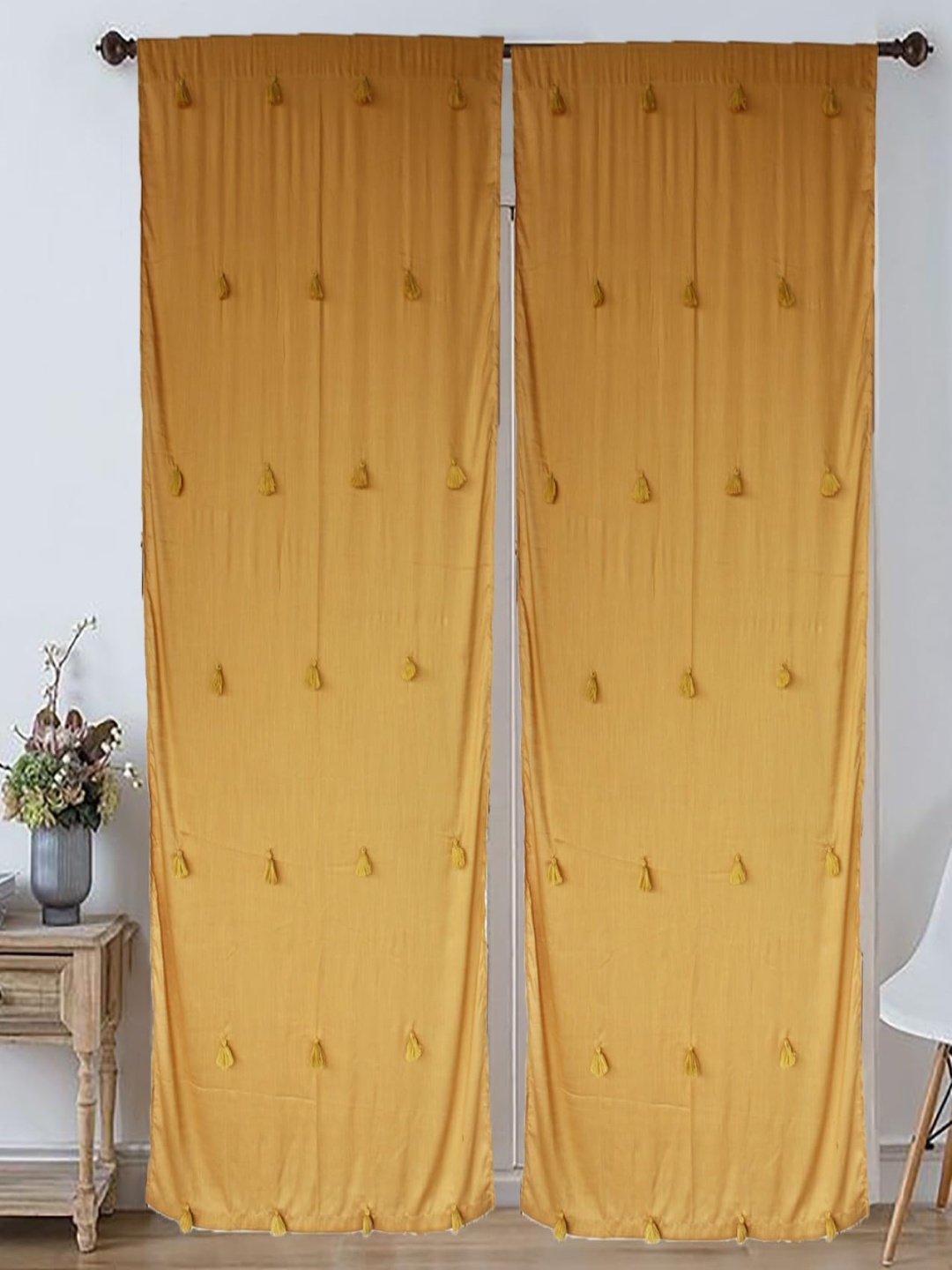 

Dekor World Multicoloured Set of 2 Embellished Sheer Door Curtain, Multi