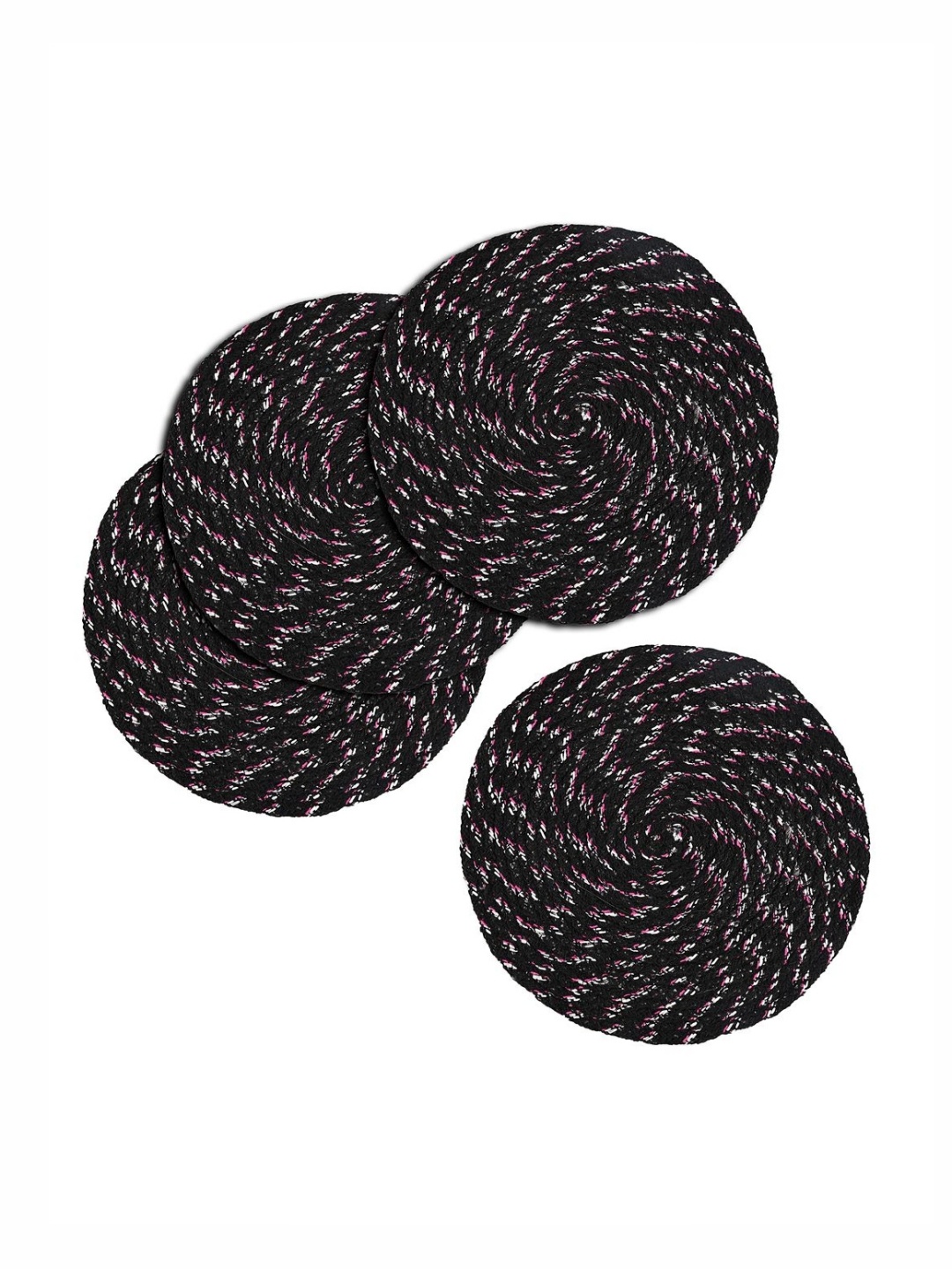 

Aura Black & Pink 4 Pieces Textured Cotton Round Shaped Doormats