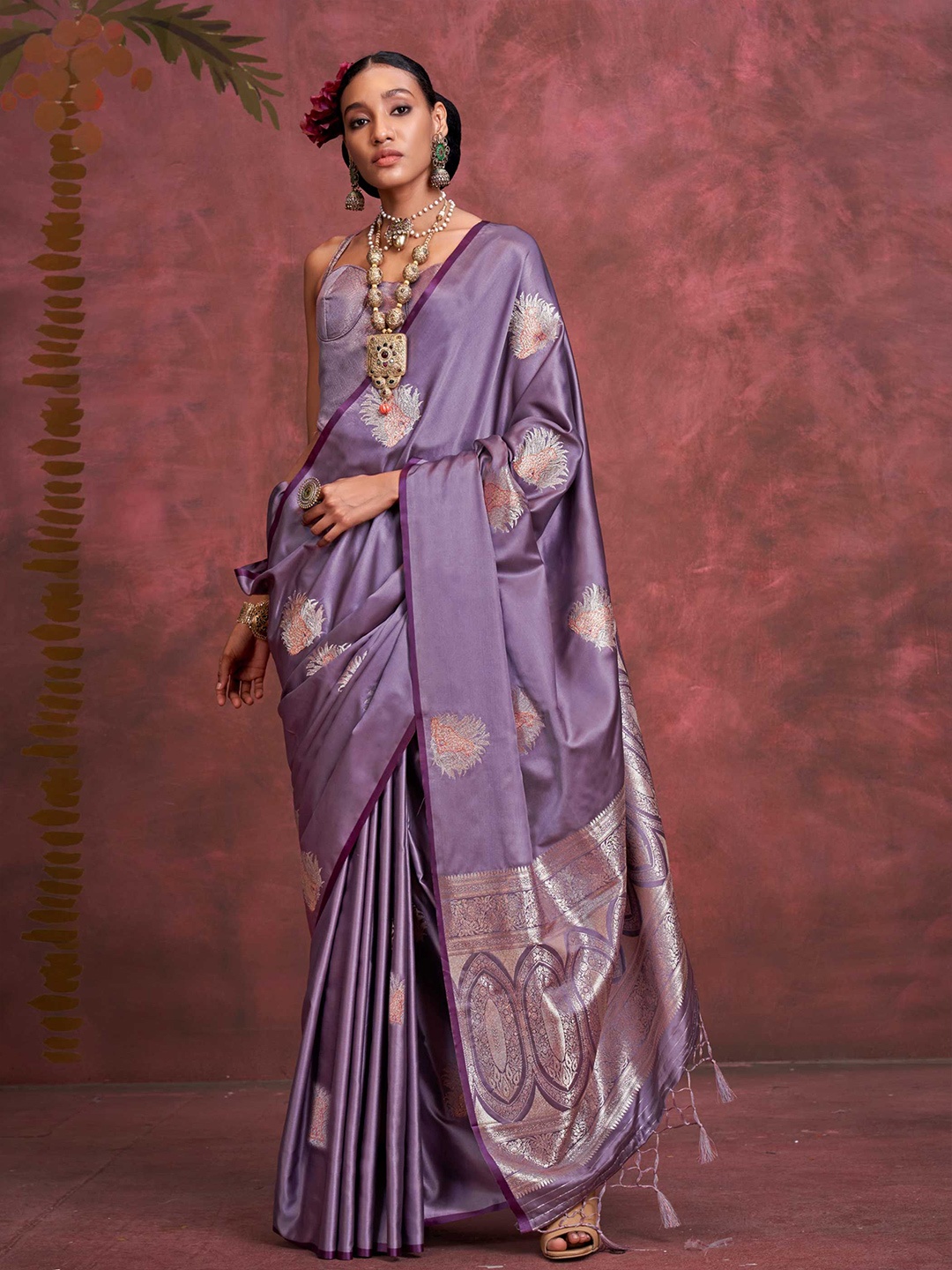 

Vardha Woven Design Zari Mysore Silk Saree, Lavender