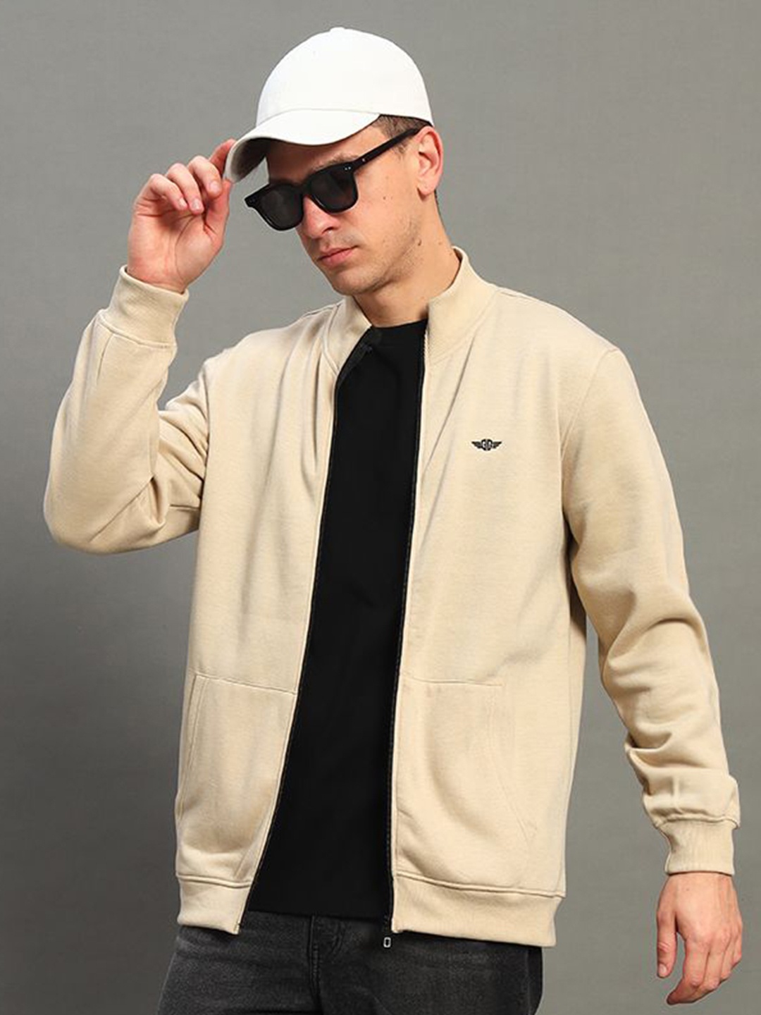 

GET GOLF Men Front-Open High Neck Sweatshirt, Beige