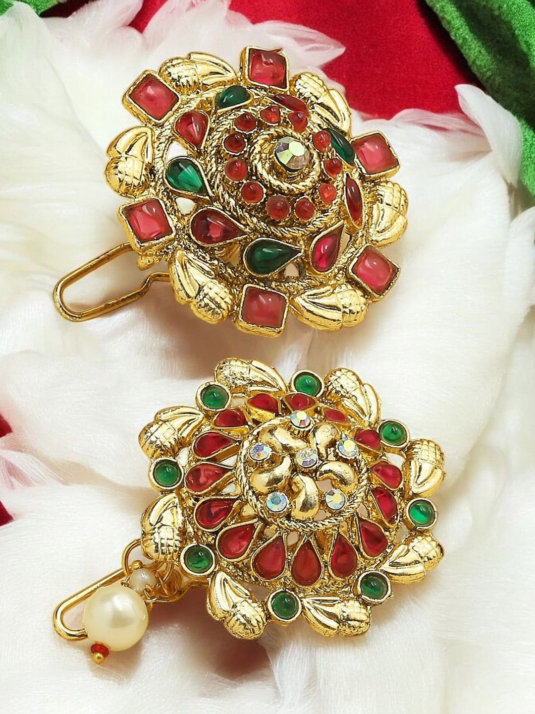

Anouk Set Of 2 Artificial Stones Studded And Beaded Bun Pins, Gold