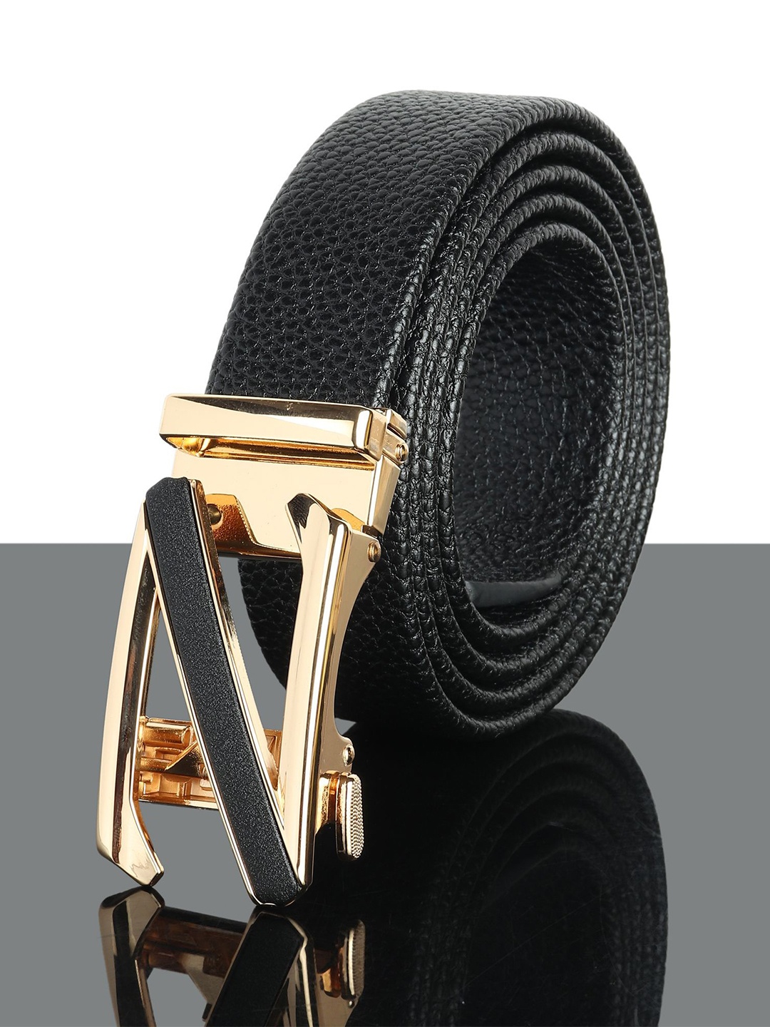 

Killer Men Synthetic Leather Textured Belt With Slider Buckle, Black