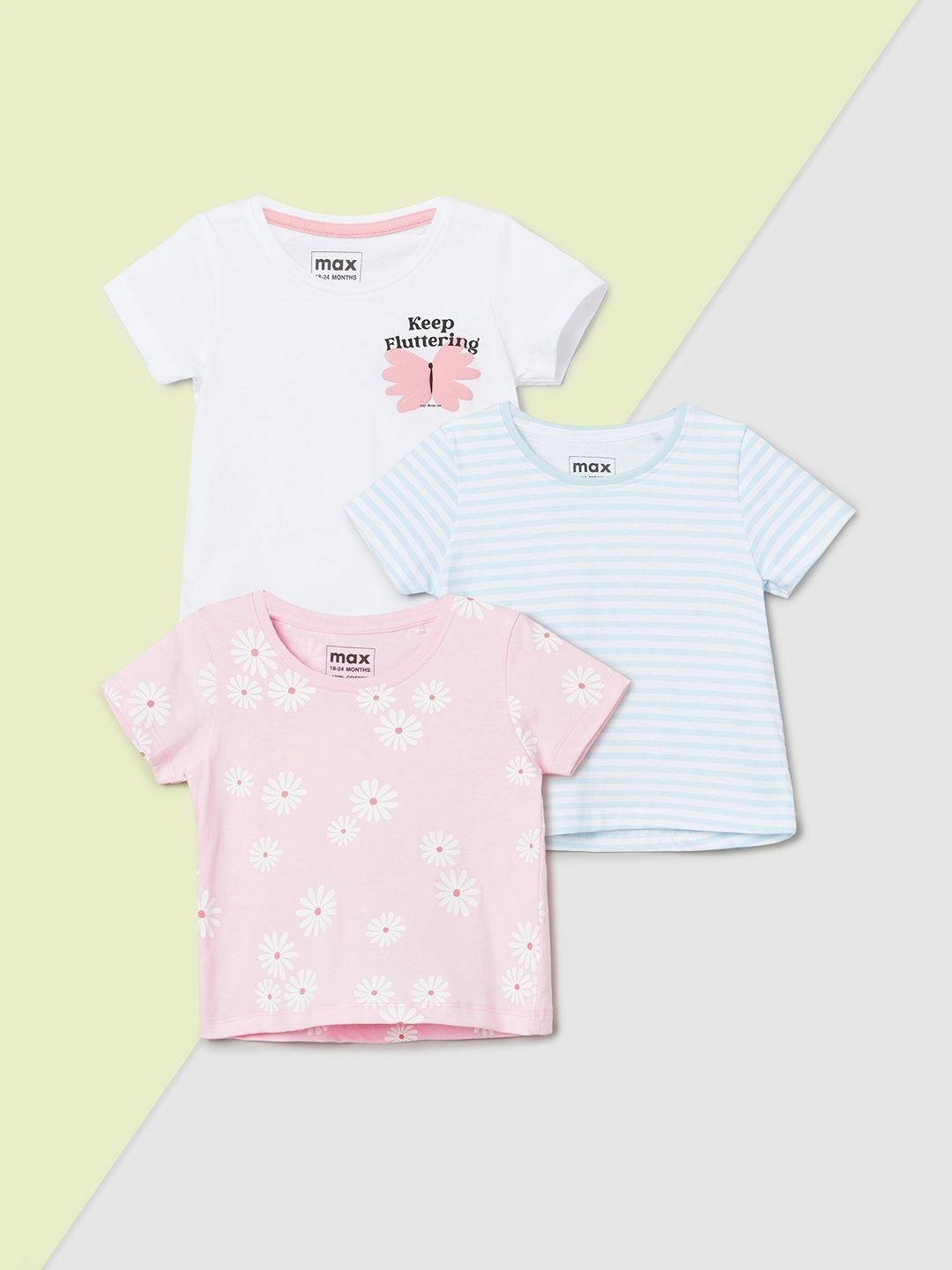 

max Girls 3 Printed Applique T-shirt, White