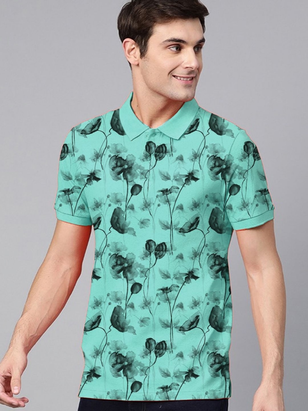 

ADORATE Men Printed Pockets T-shirt, Turquoise blue