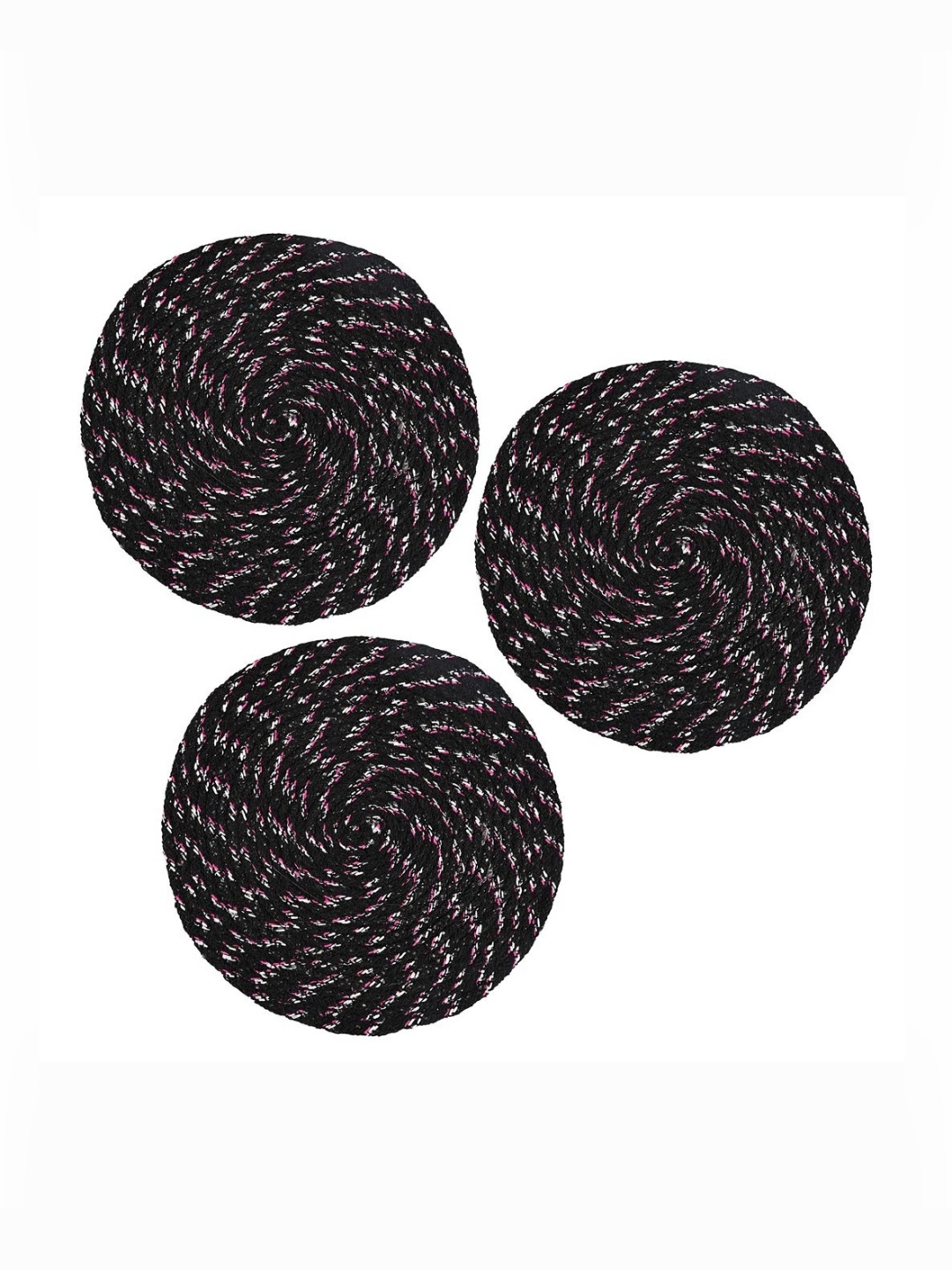 

Aura Black & White 3 Pieces Self-Designed Round Shaped Anti Skid Doormats
