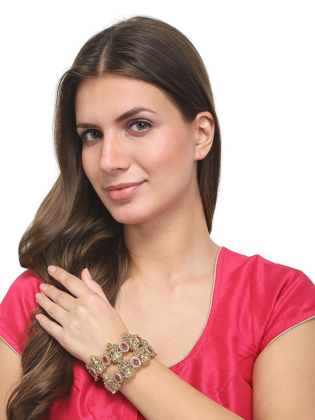

Anouk Set Of 2 Gold Plated Ruby Studded Bangles