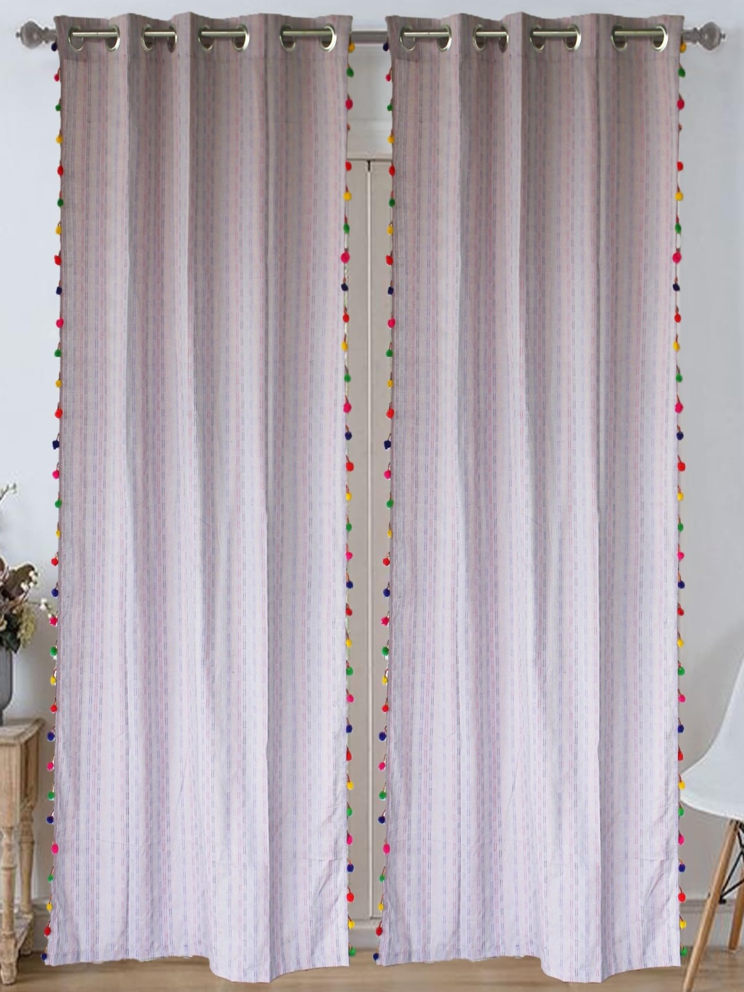 

Dekor World Beige Set of 2 Striped Door Curtain